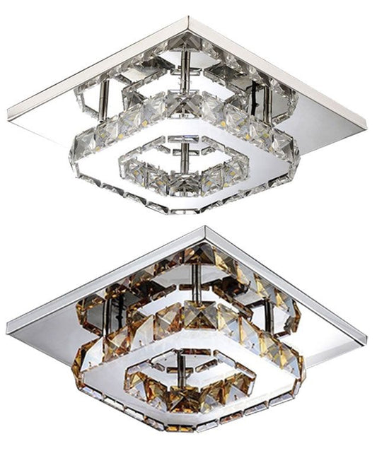 Lampă de tavan pătrată de cristal Plafond Glamour 8W APP405-C APP406-C Alb cald 3000K 1