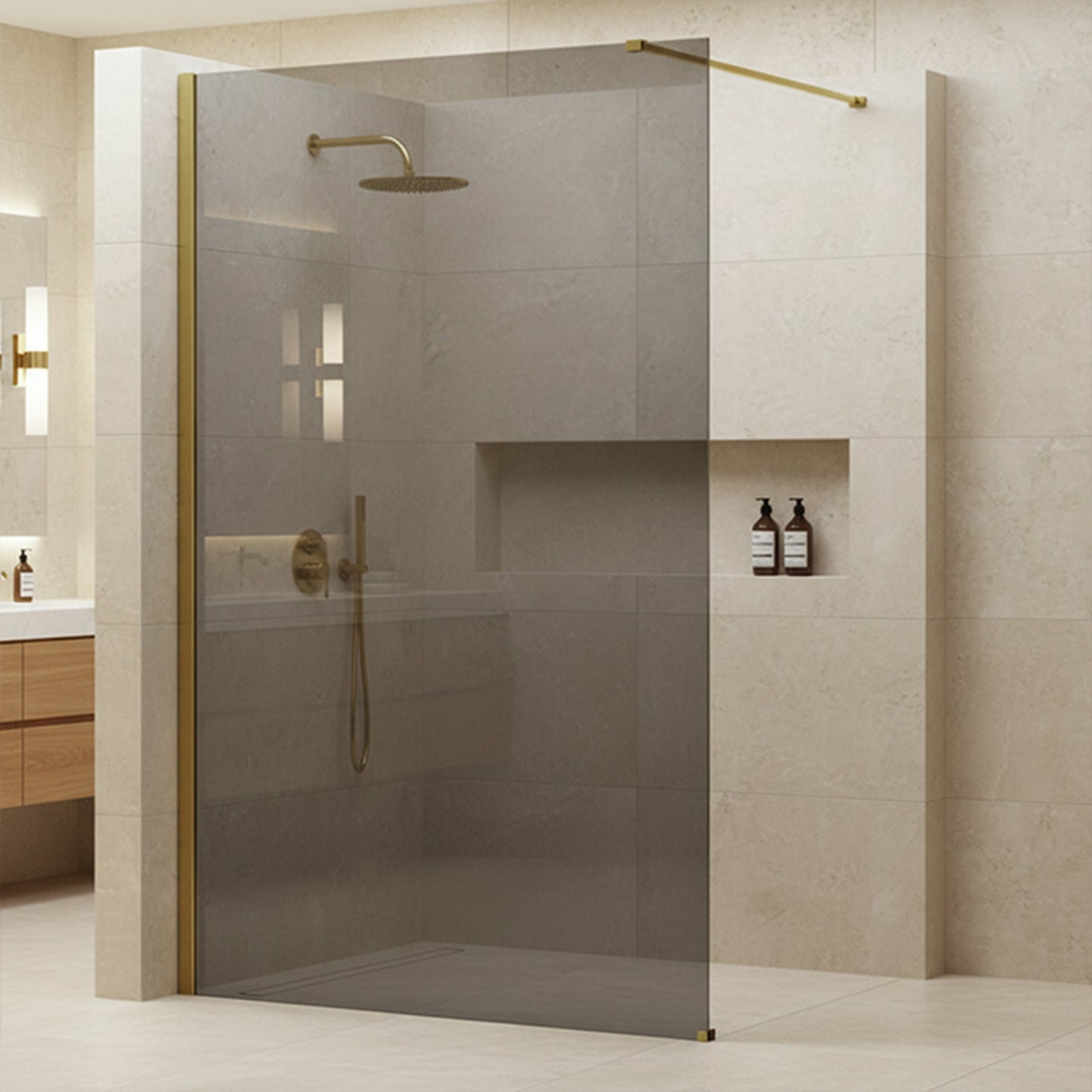 Paravan de dus Rea Flexi Grey / Gold 80  2