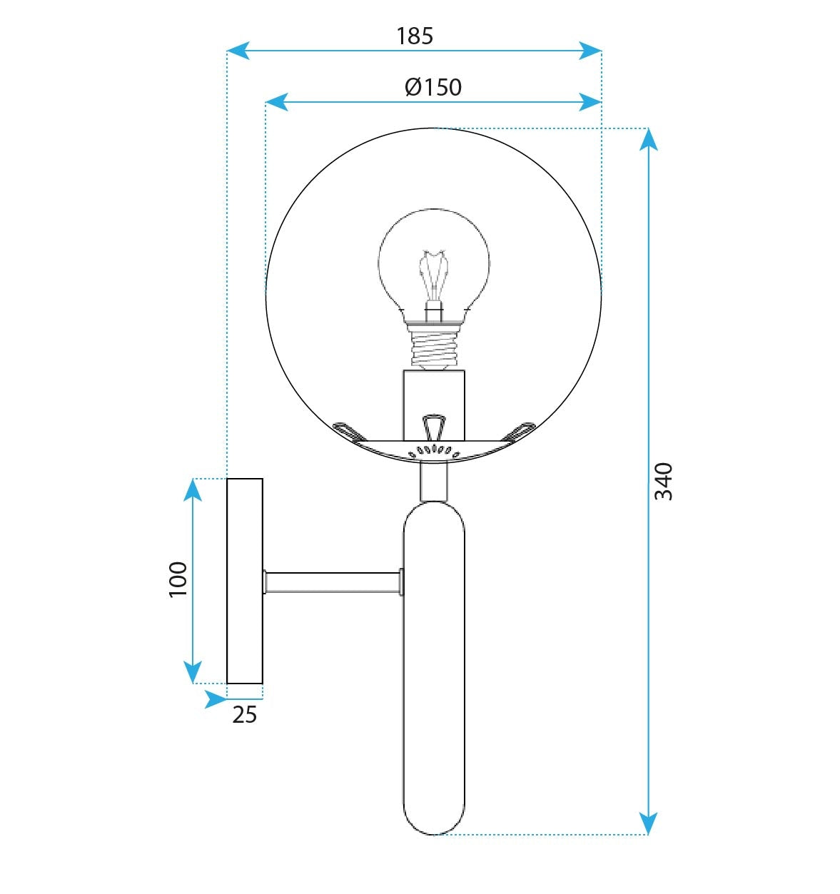 Lampa De Perete G097-1w Black  6