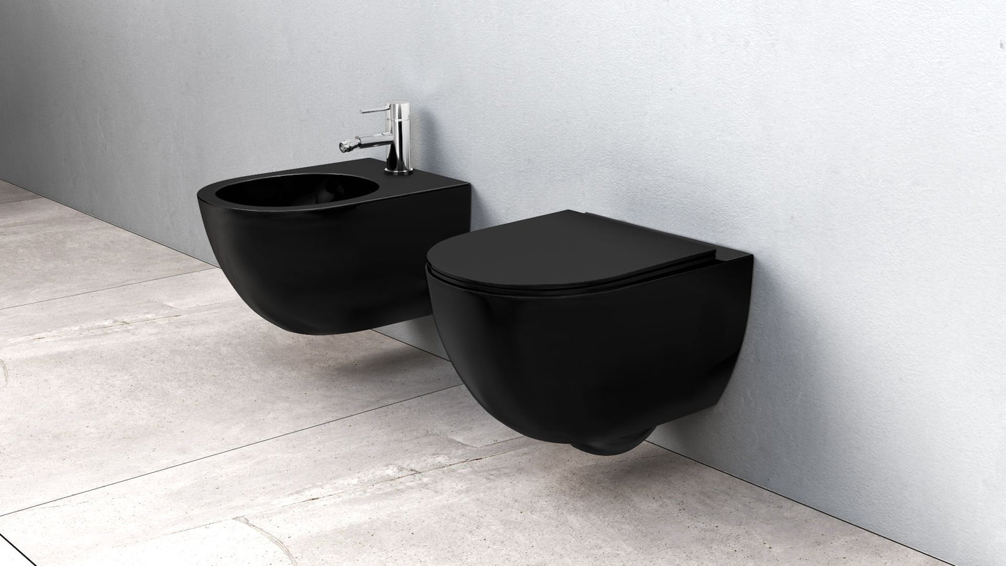 Vas WC suspendabil Rea Carlo Mini Rimless Flat negru MAT 2