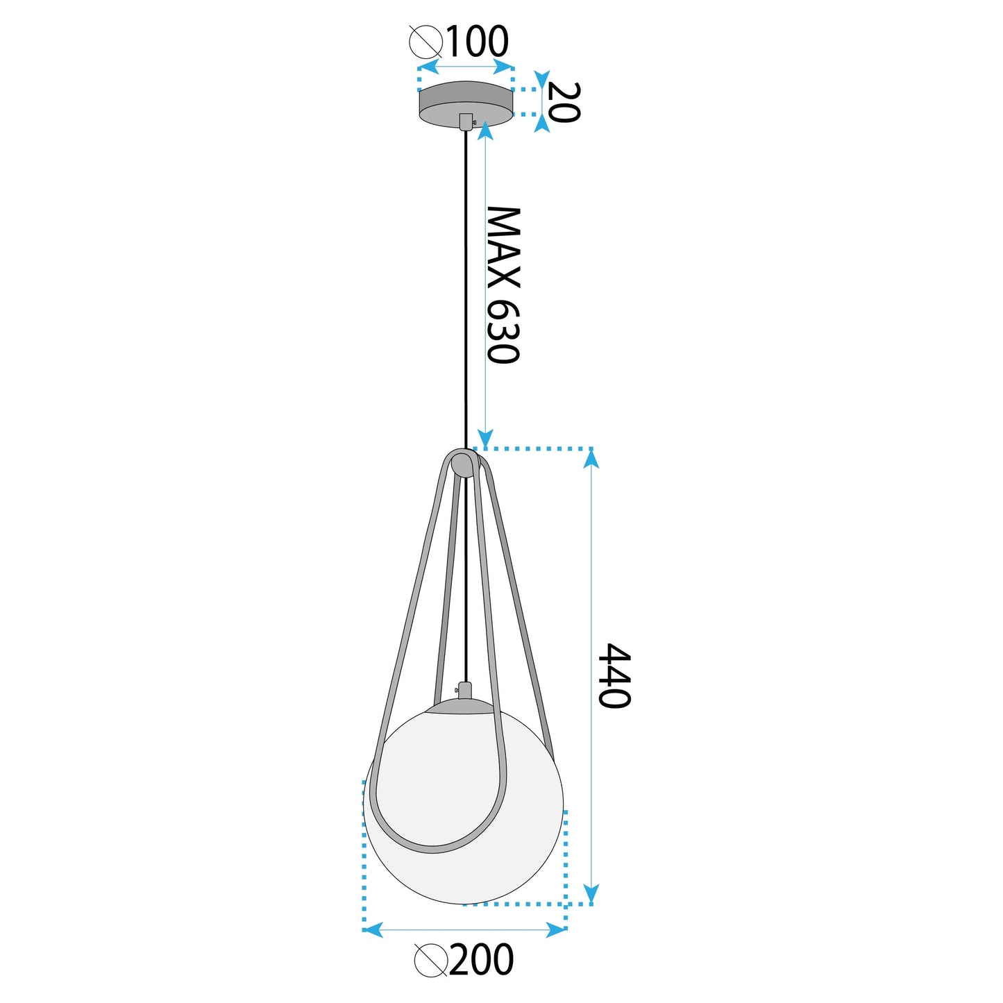 Lampă Suspendată APP1792-1CP 20cm Black  7