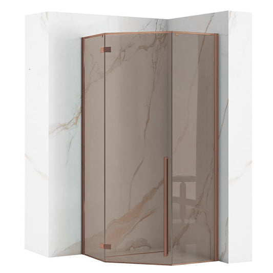 Cabina de dus DIAMOND 90x90 cm COPPER BRUSH cu cadita Diamond alb 1