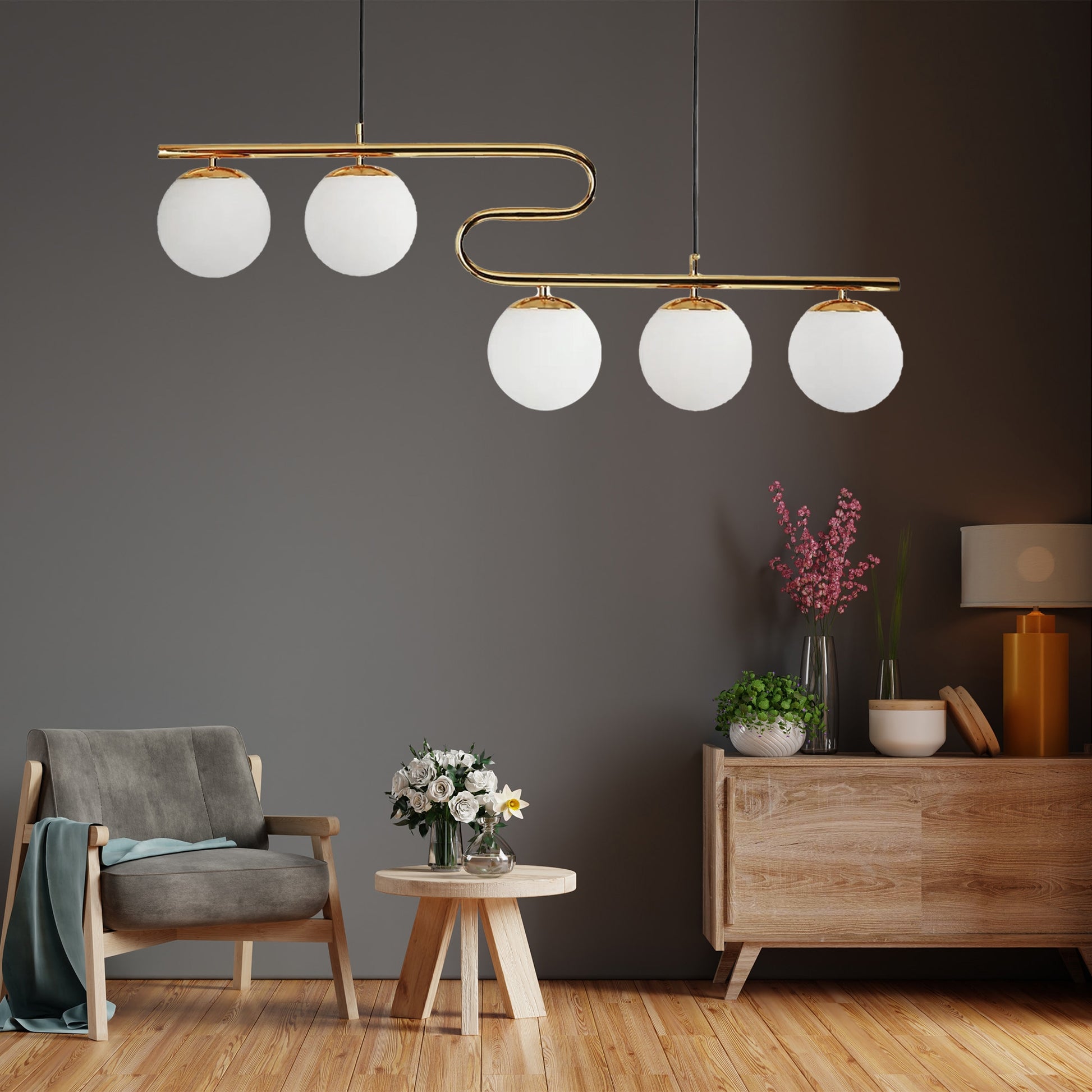 Lampă Suspendată APP1599-5CP Gold  6