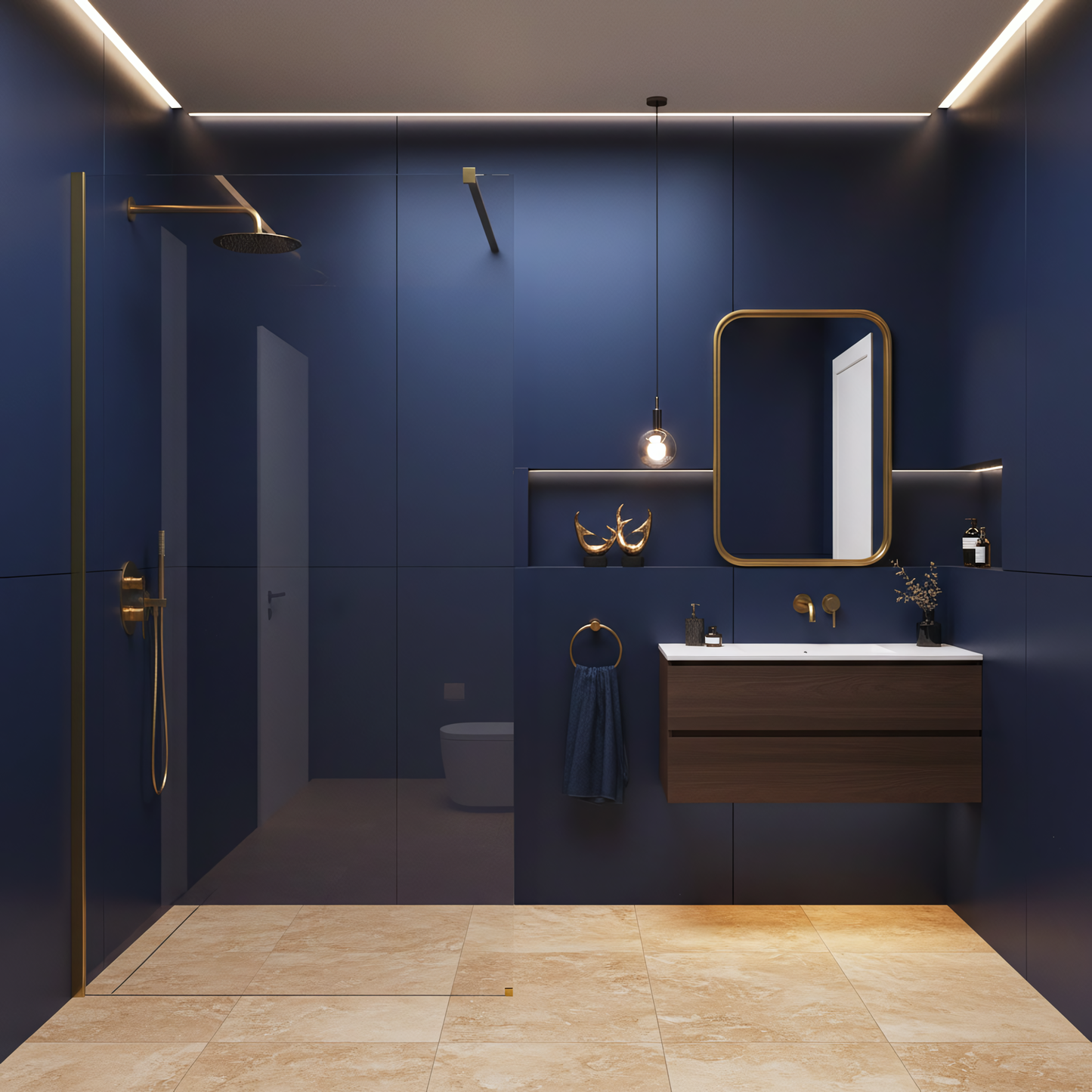 Paravan De Dus Rea Flexi Transparent / Brush Gold 140  4