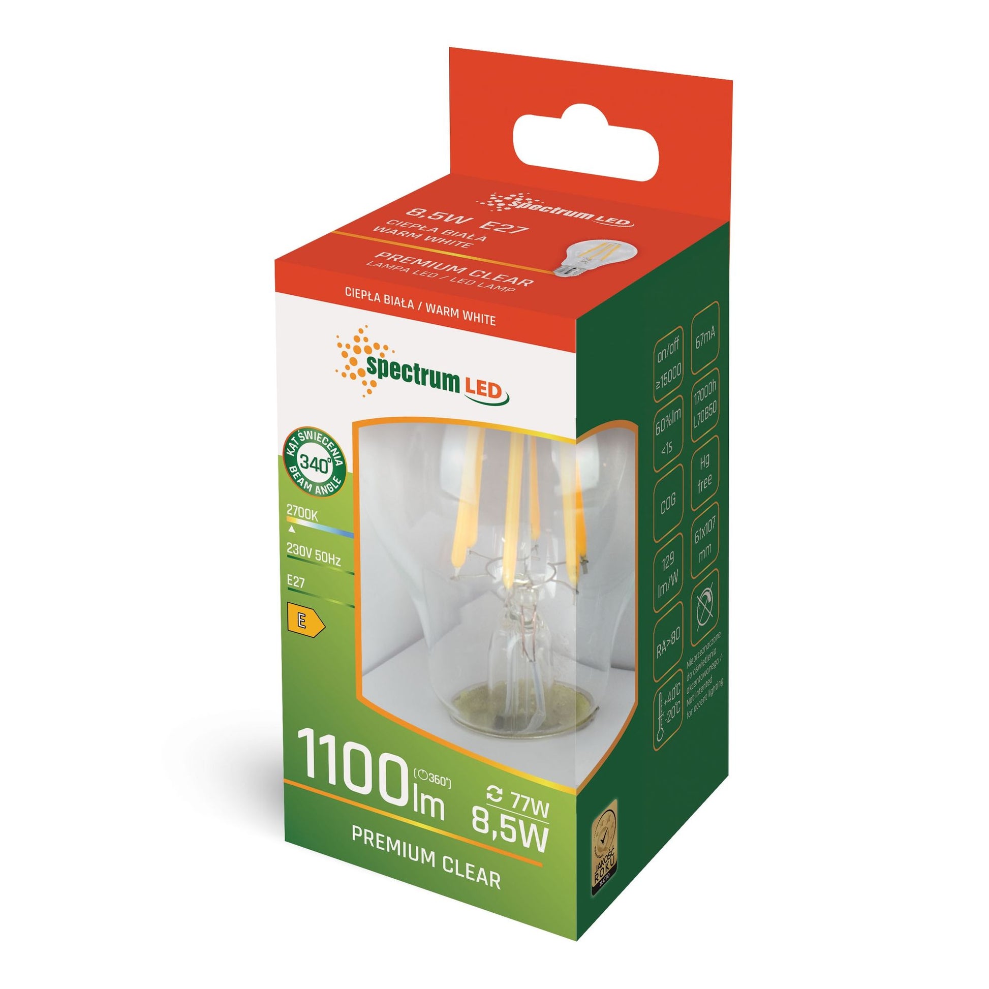 Bec LED GLS E-27  8,5W WOJ+14595  2