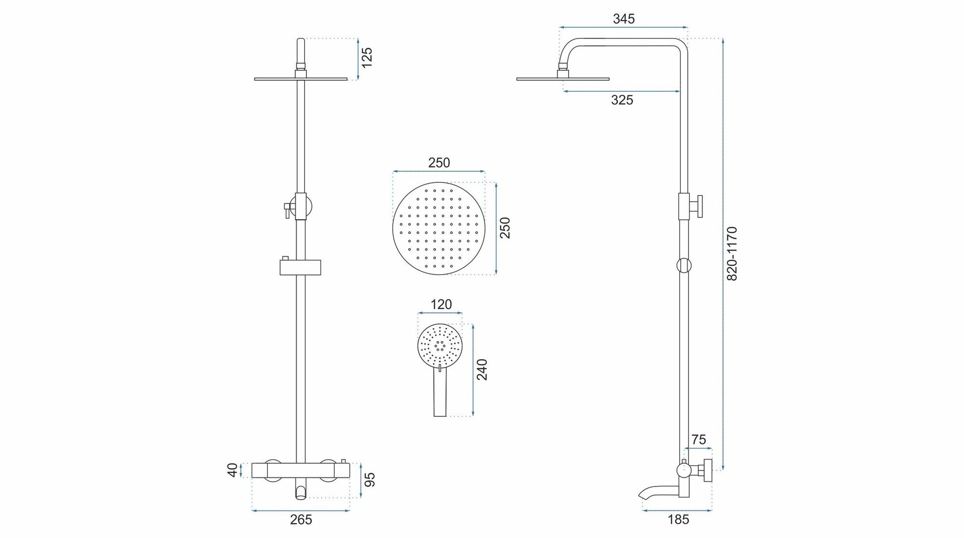 Coloana de dus cu termostat REA Lungo Rose Gold  9