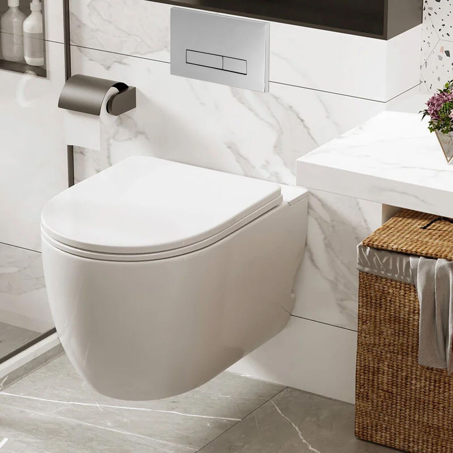 Cadru Set incastrat pentru vase WC cu buton H Chrome  2