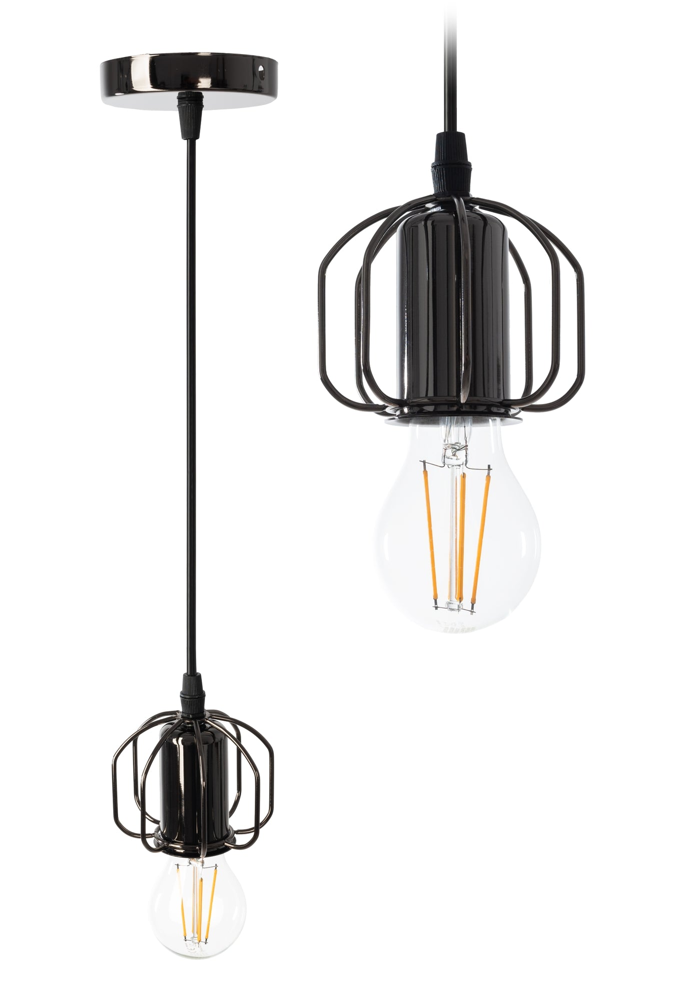 Lampă De Plafon Suspendată Lucioasa Neagra Strălucitoare APP595-1CP  1