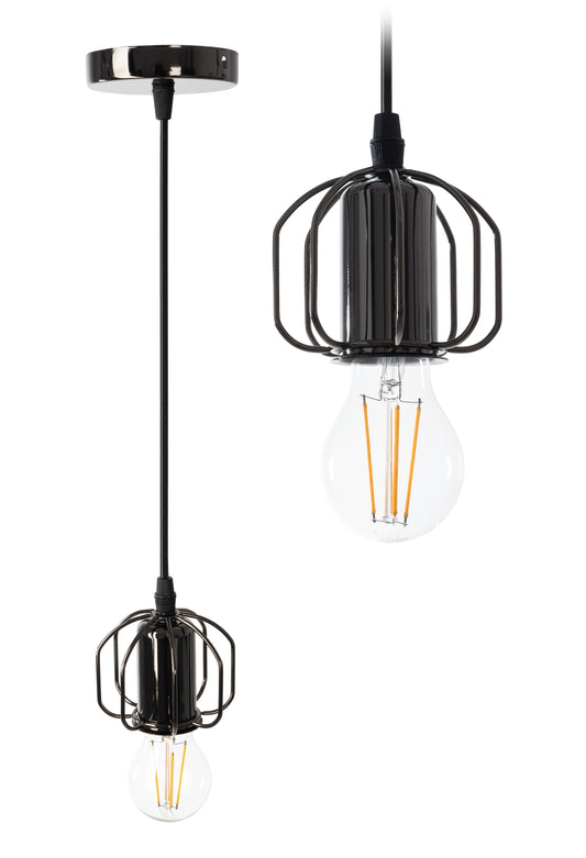 Lampă De Plafon Suspendată Lucioasa Neagra Strălucitoare APP595-1CP  1