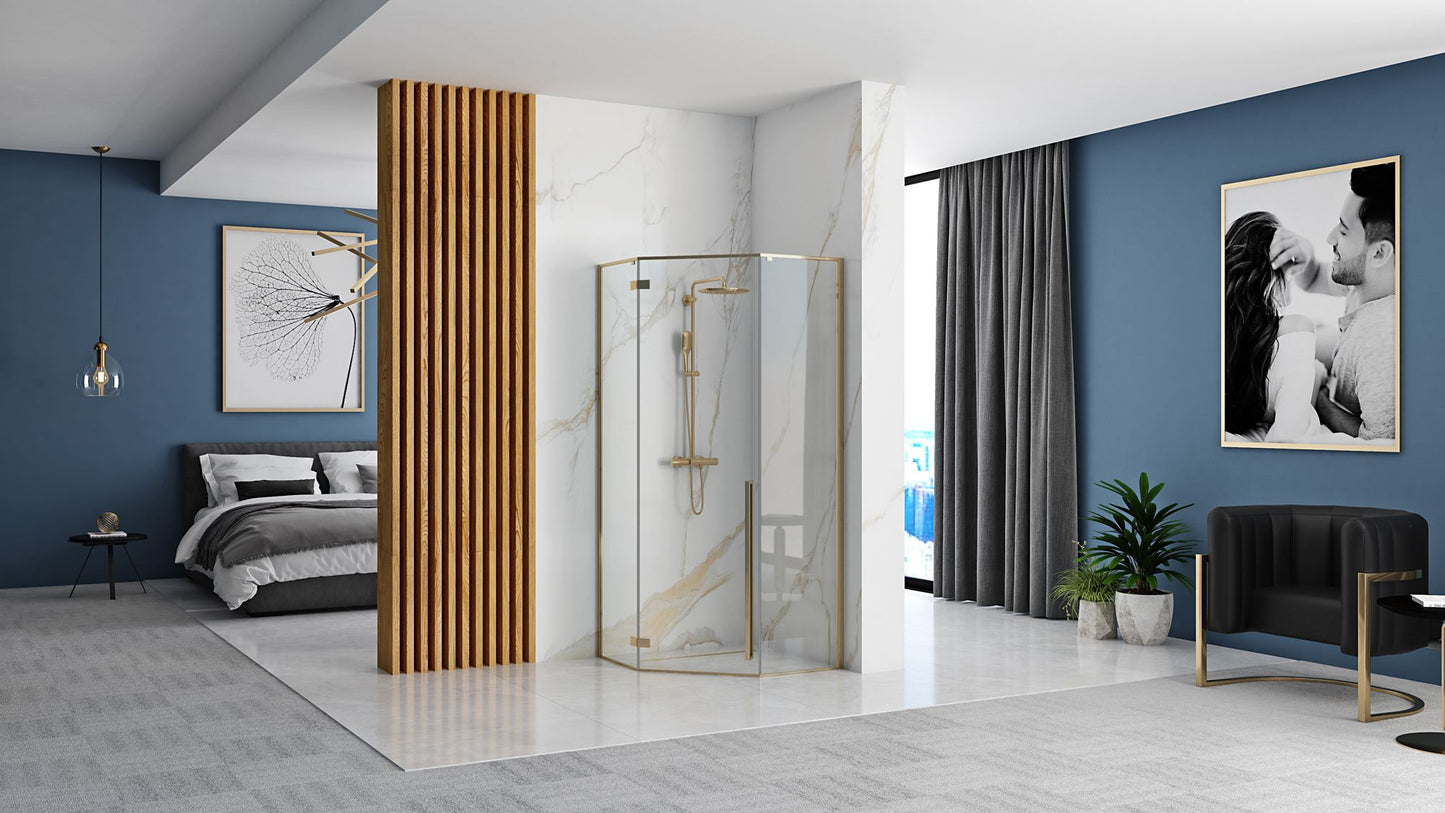 Cabina de dus DIAMOND GOLD  90x90 cm cu cadita Diamond negru 5