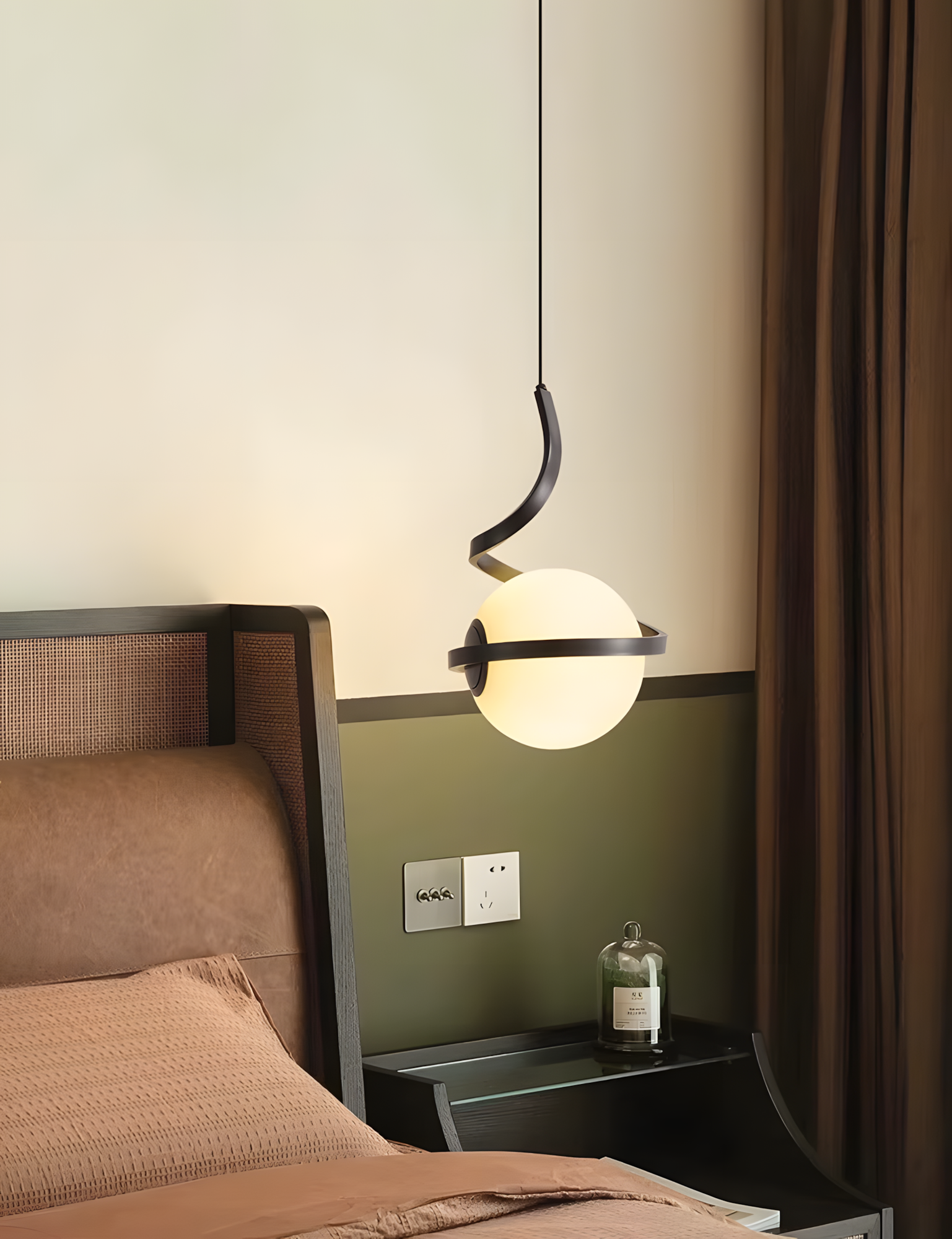 Sferă De Sticlă Spirală Lampă Suspendată APP1732-1CP Black  5