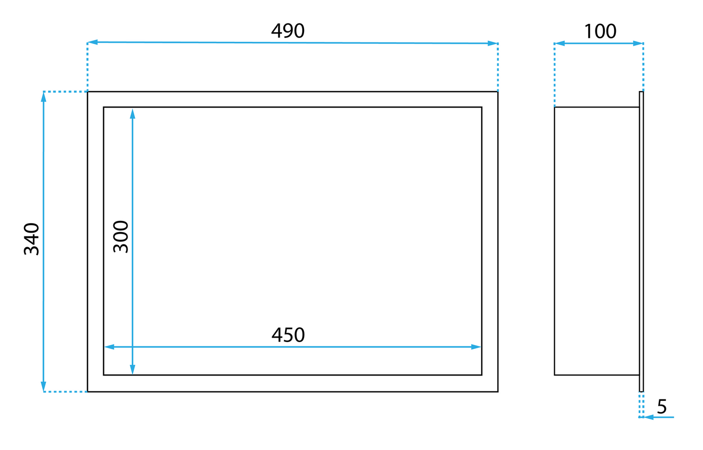Raft Baie Incastrat Perete Led 30x45 Black  7