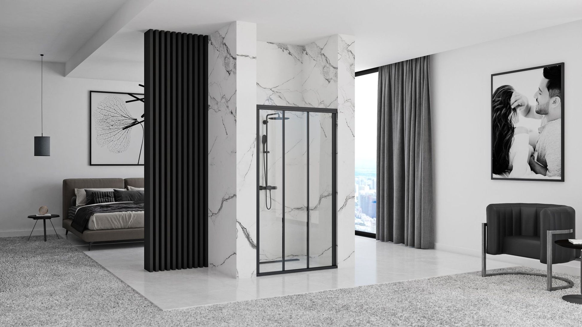 Usa pentru dus Rea Alex Black 100 3
