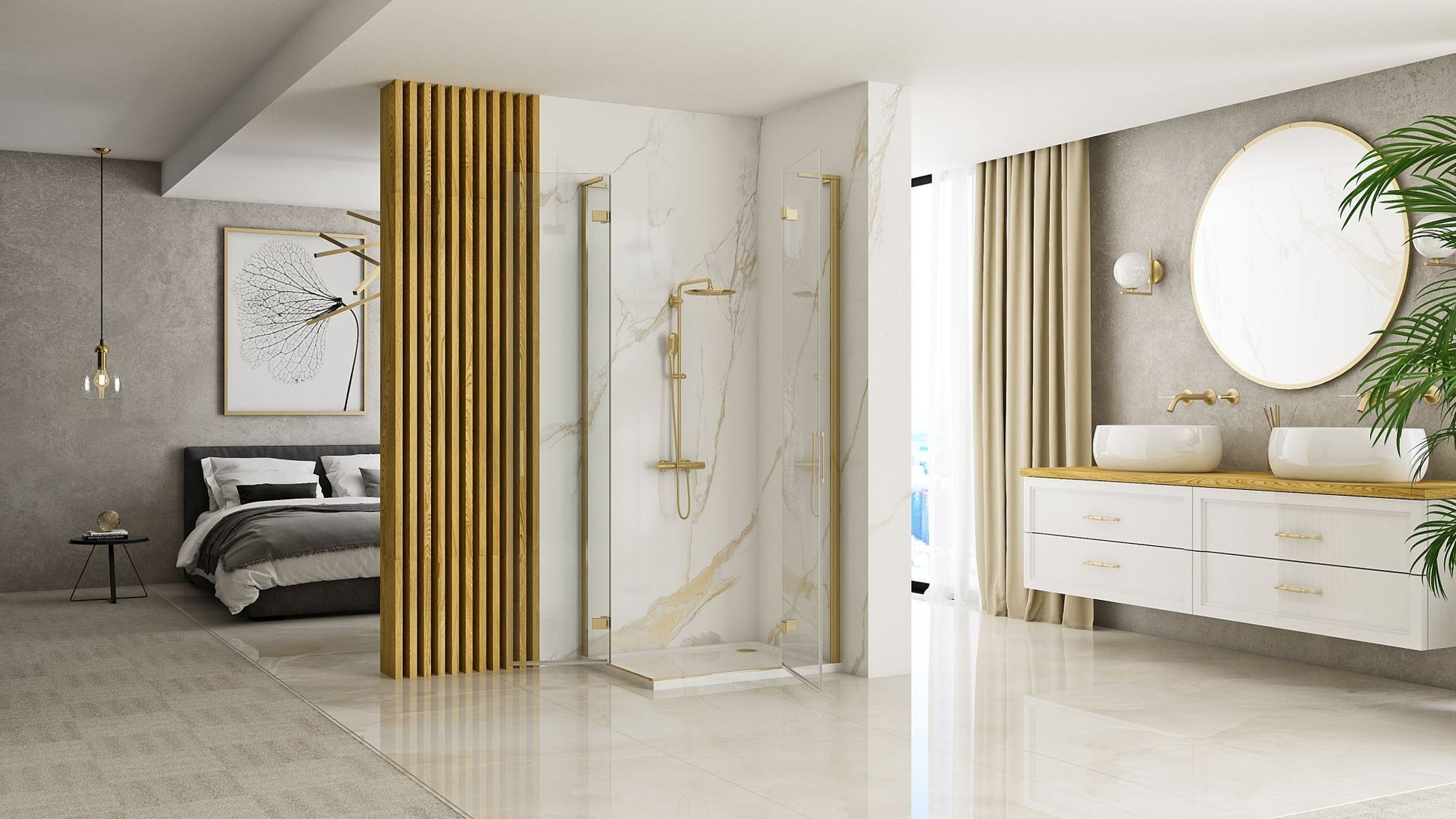 Cabina dus REA Hugo 90x100 Gold Brush  5