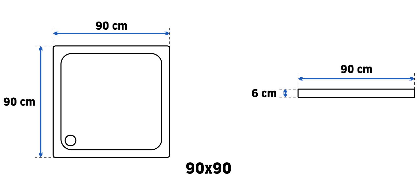 Cada pentru dus din acril Rea Savoy alb  90x90  6
