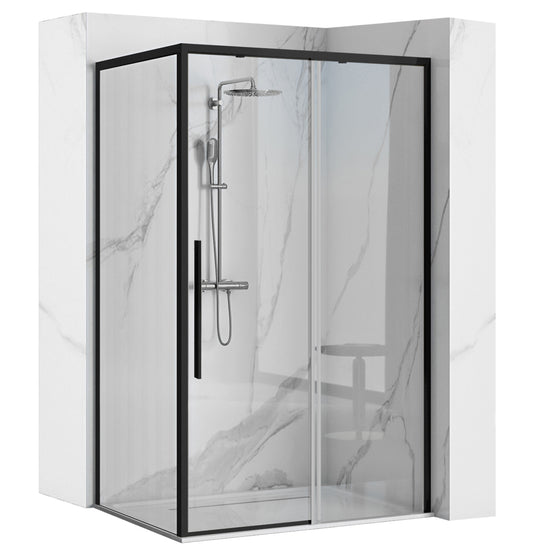 Cabina De Dus Solar Black Mat 100x80cm cu cadita Savoy black 1