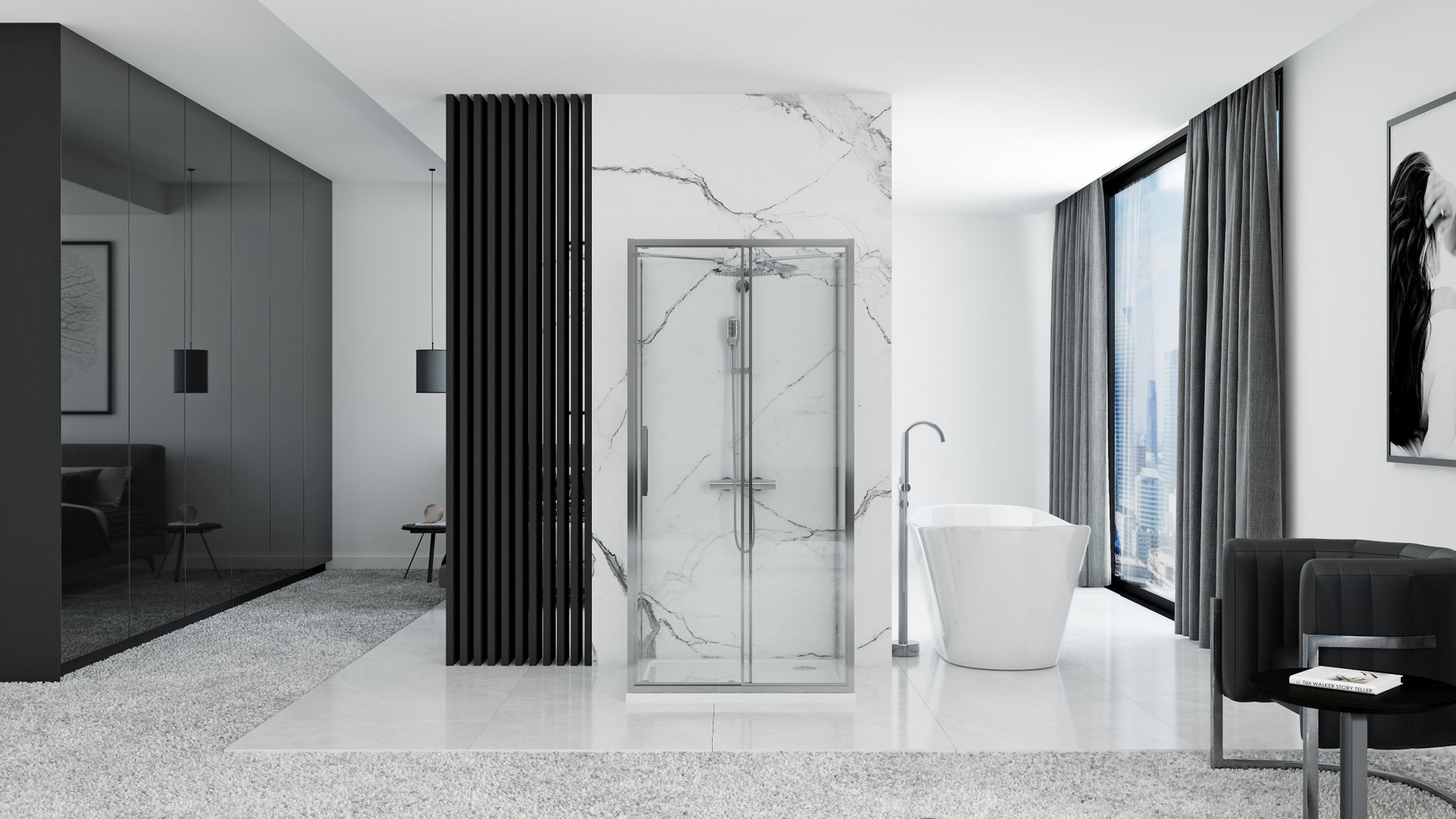 Cabina dus REA Rapid Slide Chrome Usa: 100 Perete: 100 4