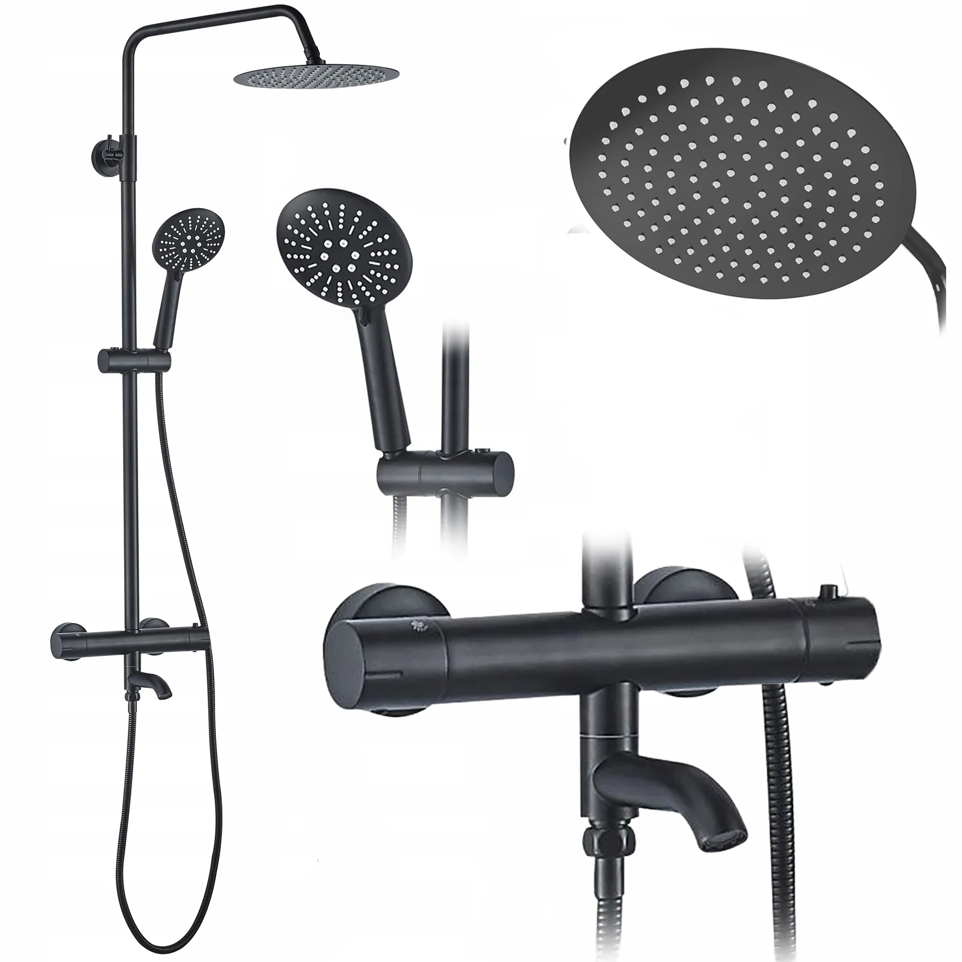 Set de dus cu termostat Lungo Black negru 1