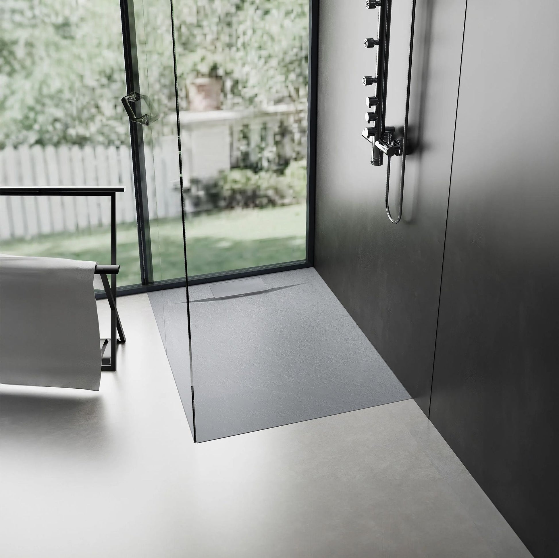 Cadita de dus Rea Bazalt Grey 90x90  2