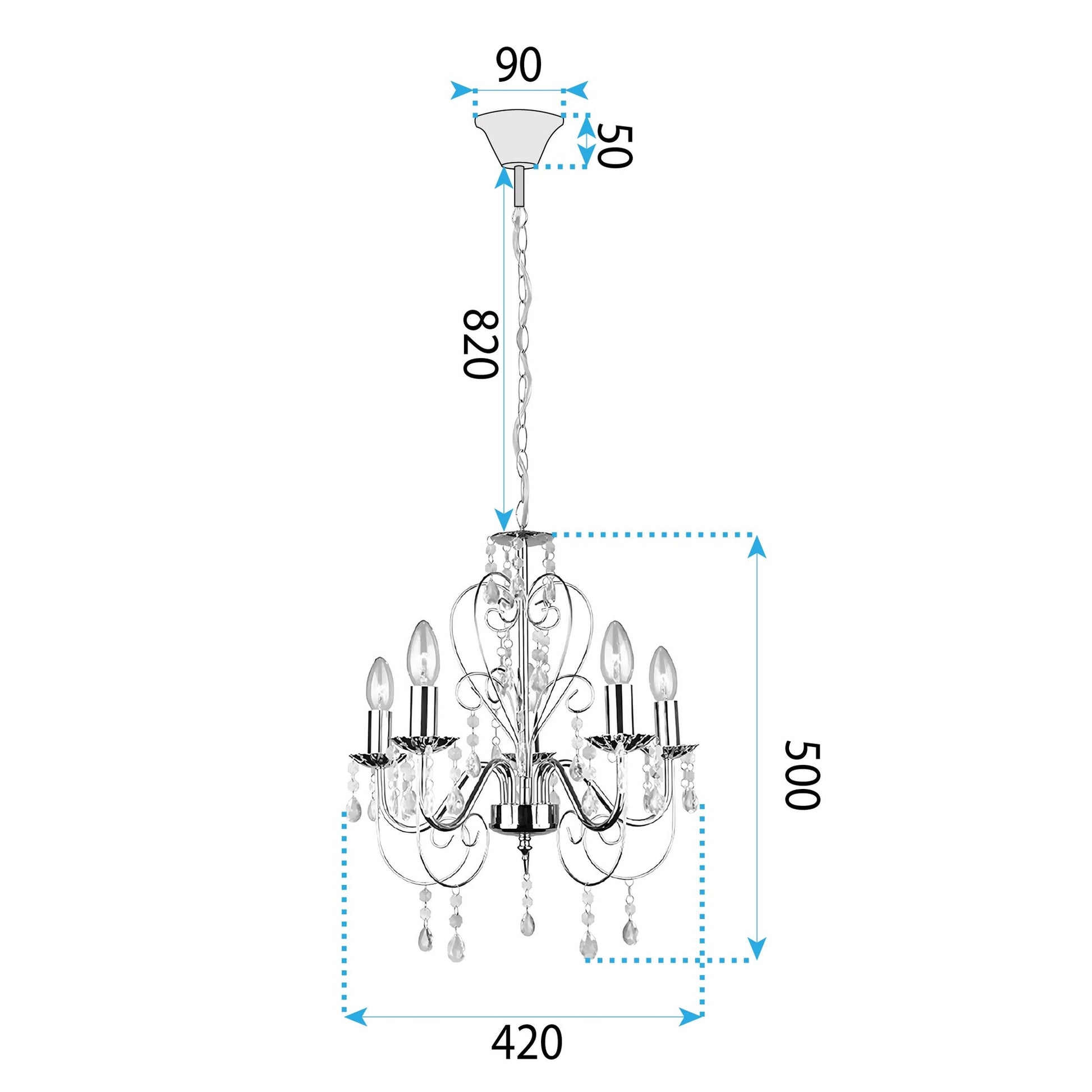Lampă Suspendată Ebt008-5cp Chrome  8