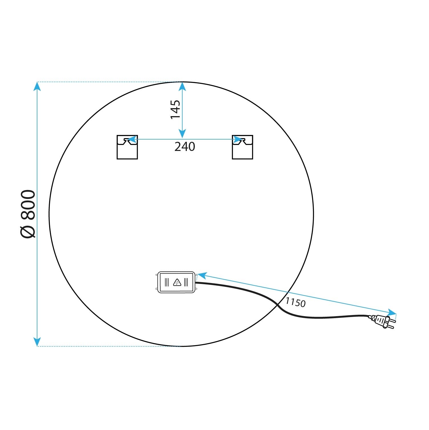 Oglindă Led 80cm Mmj Black  10