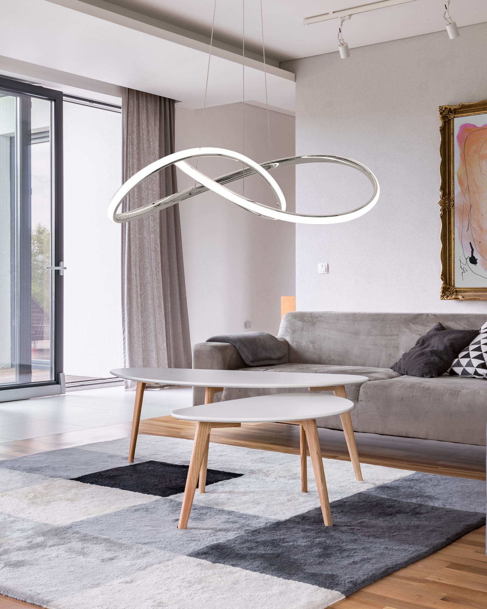 Lampă de tavan Inel suspendat LED moderna + telecomandă APP393-CP Chrome  4