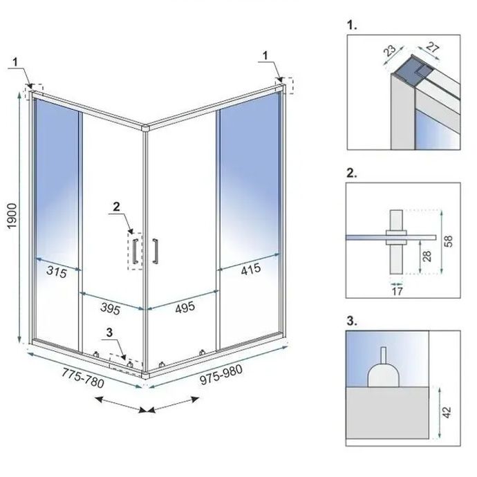 Cabină de duș Rea City 80x100 cm Black fara cadita 6