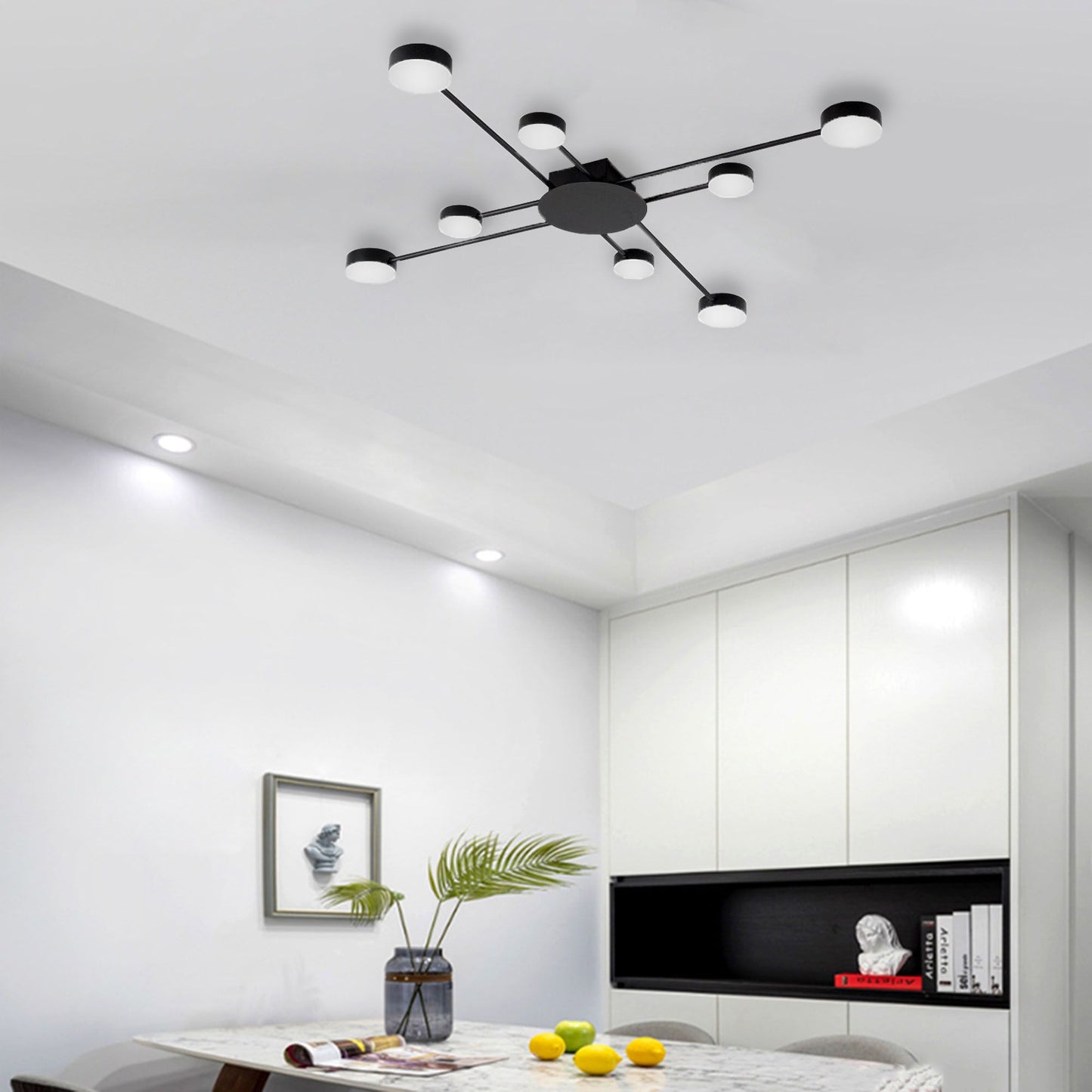 LAMPĂ MODERNĂ DE PLAFON NEGRA 8-BRAT LED APP523-8C  6