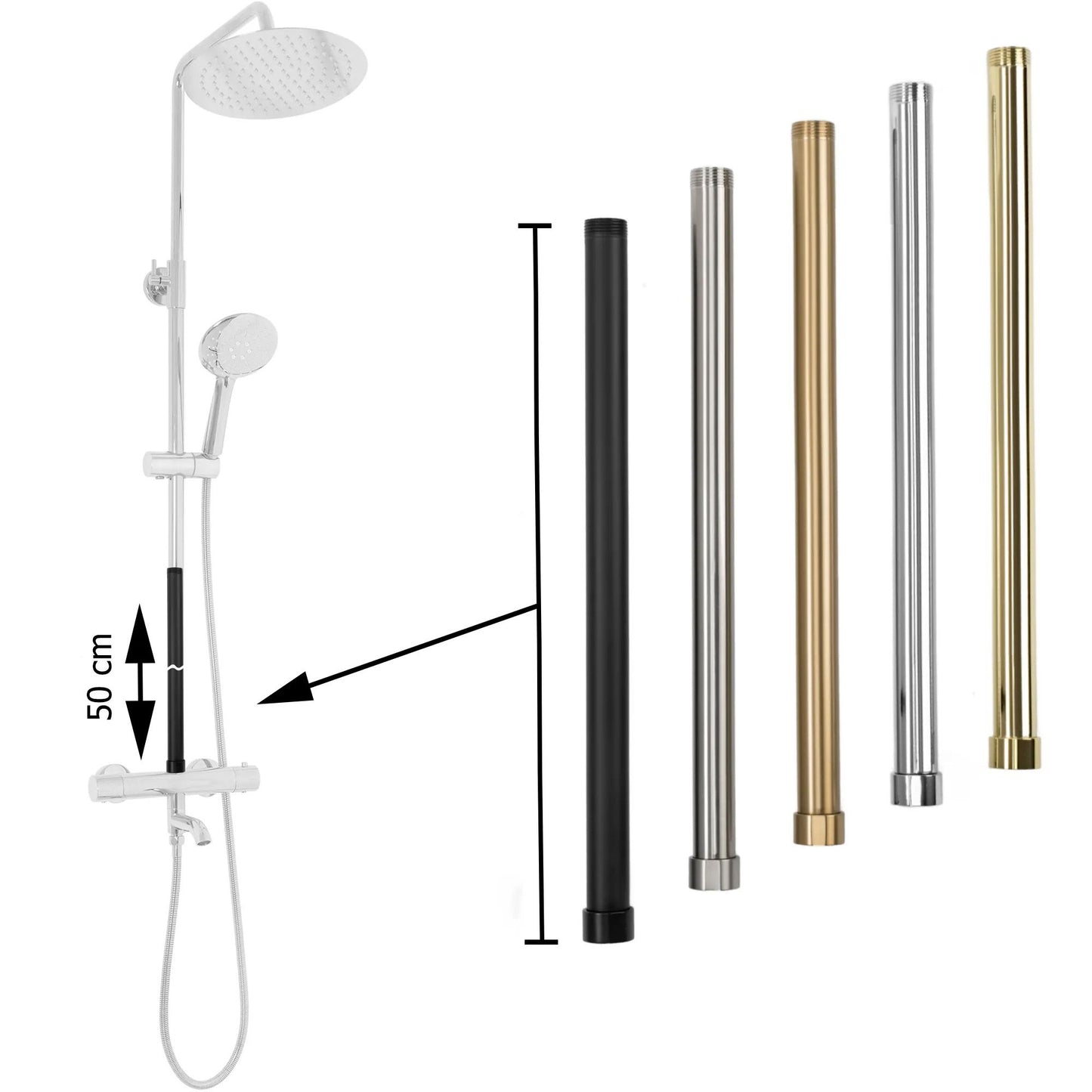 Prelungire Coloana Duș Gold 50cm  5
