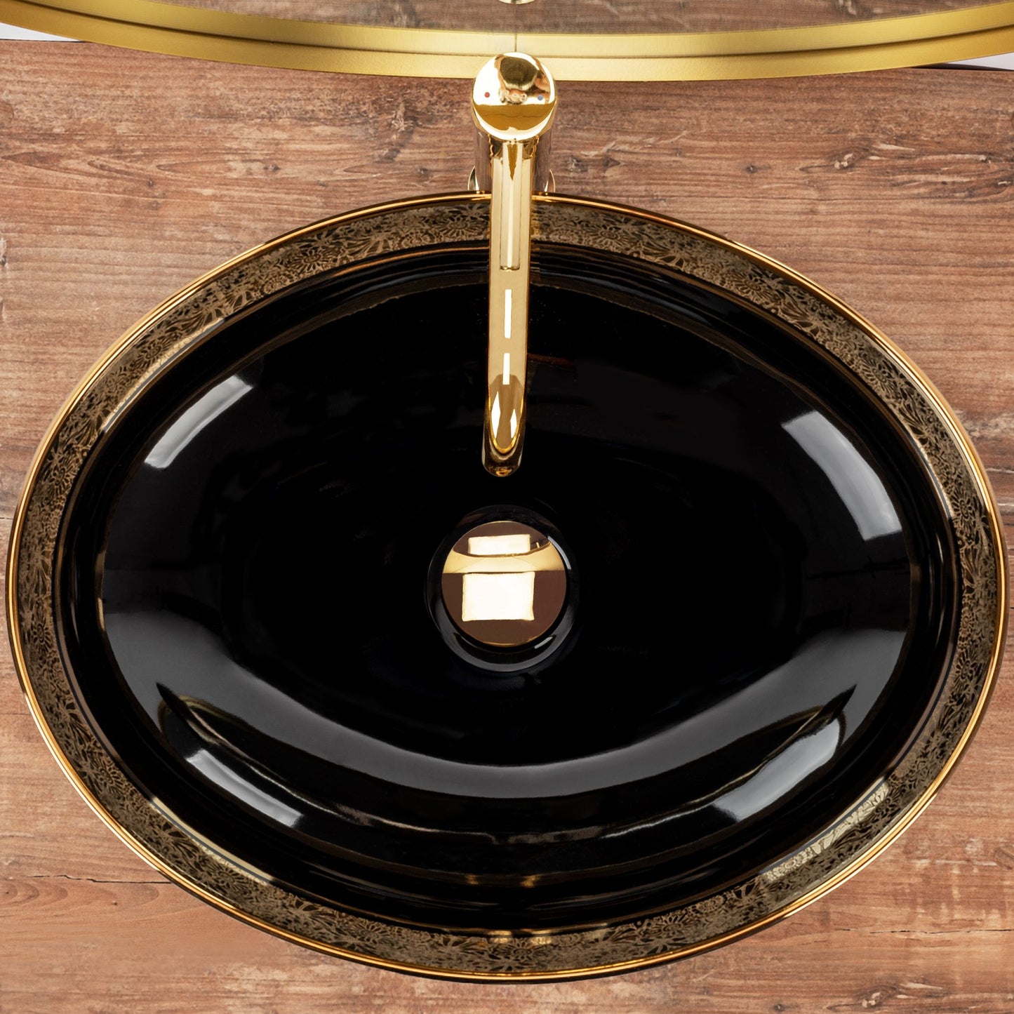 Lavoar pe blat Margot Gold / Black ceramic 4