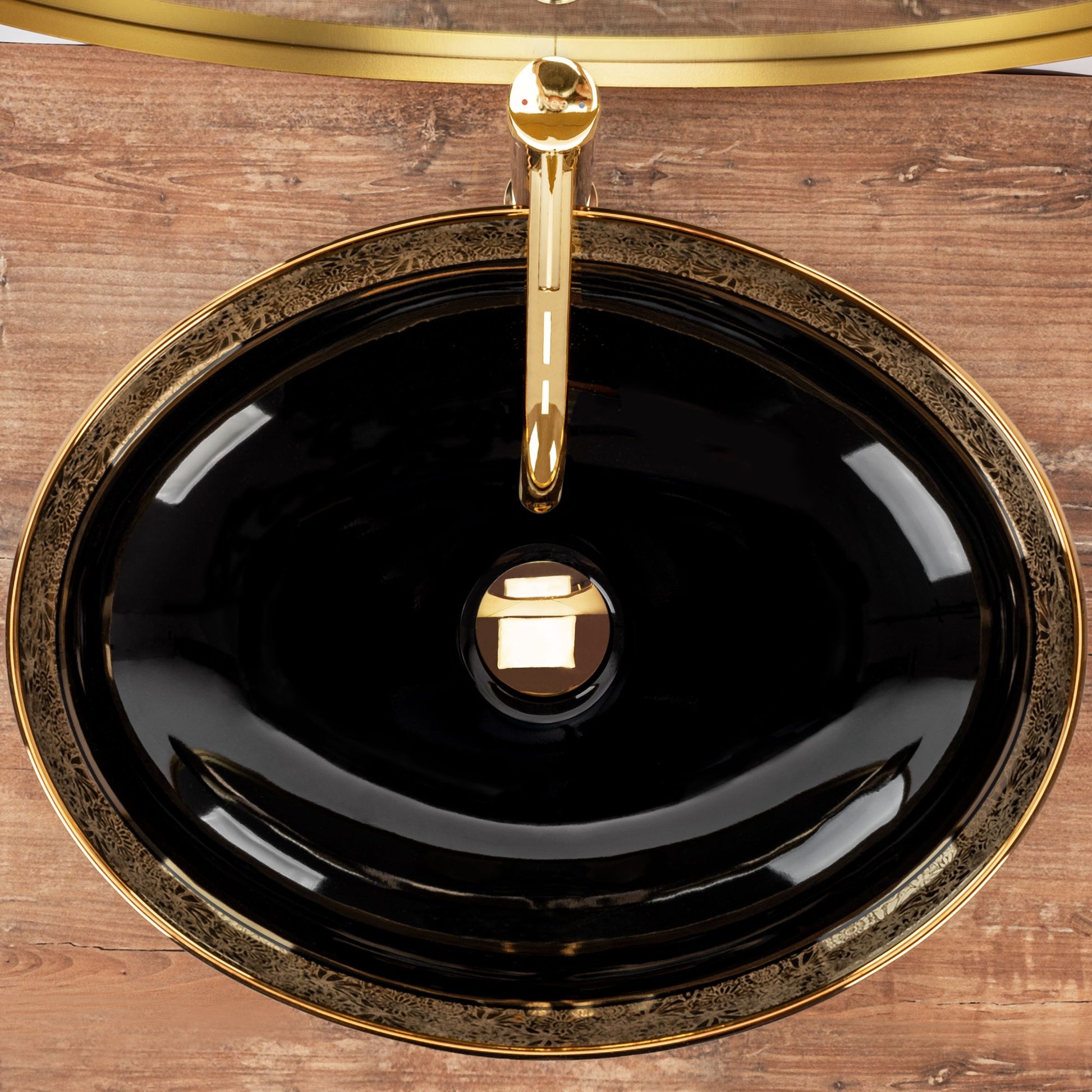 Lavoar pe blat Margot Gold / Black ceramic 4