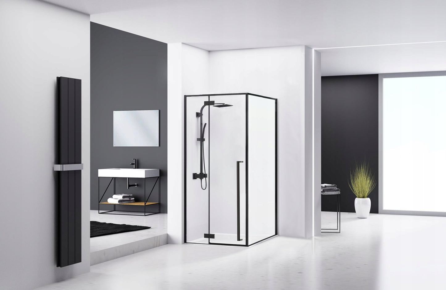 Cabina de dus Fargo 100x80 Black Mat cu cadita Savoy 3