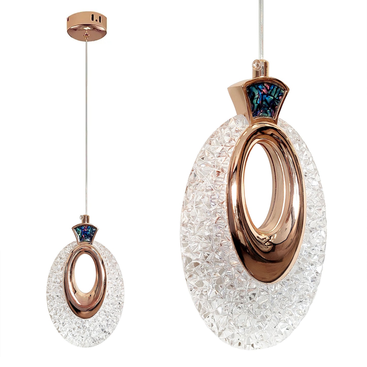 Lustră Cu Cristale Suspendată Lhj109-1cp Light Rose Gold  1