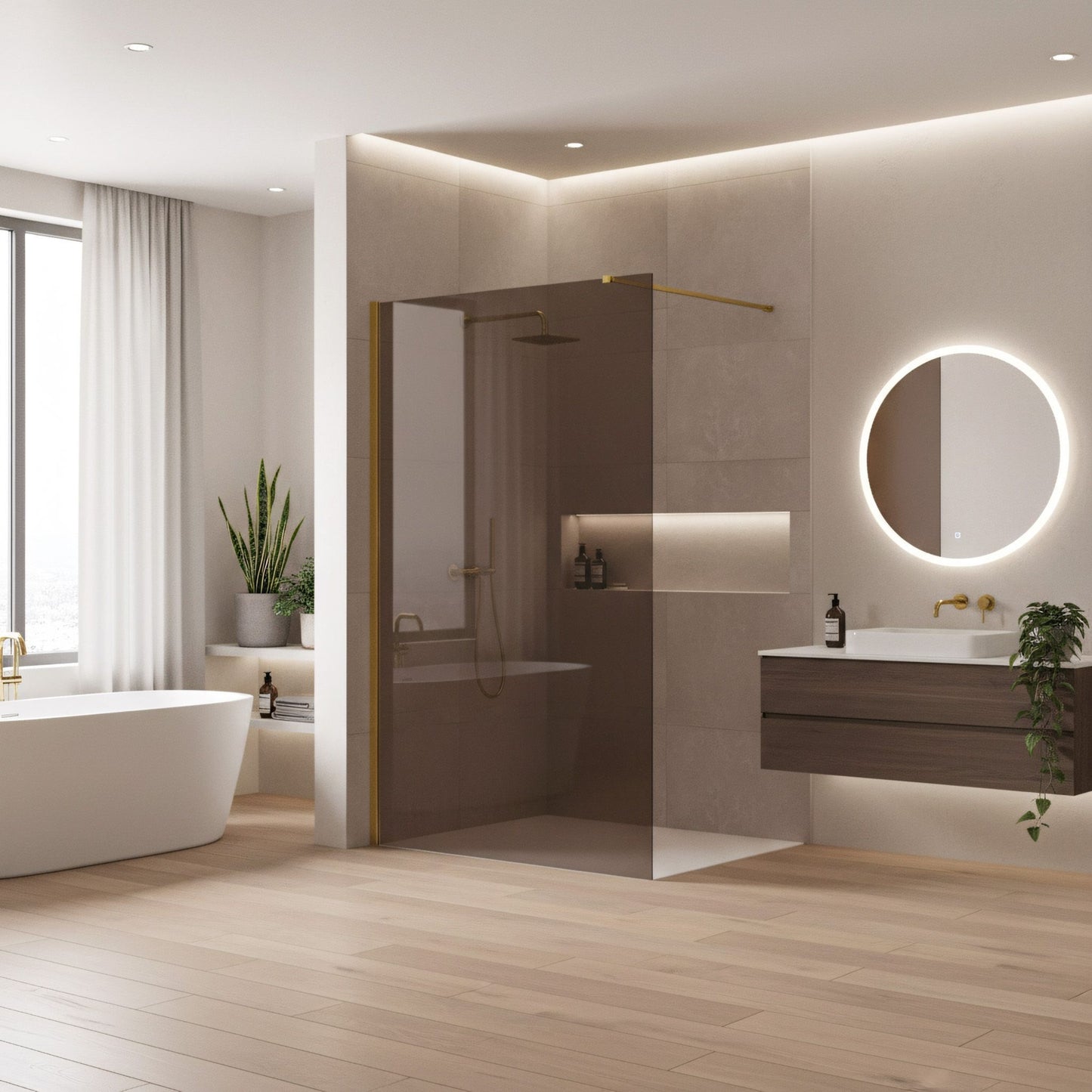 Paravan de dus Rea Flexi Brown / Gold 130  3