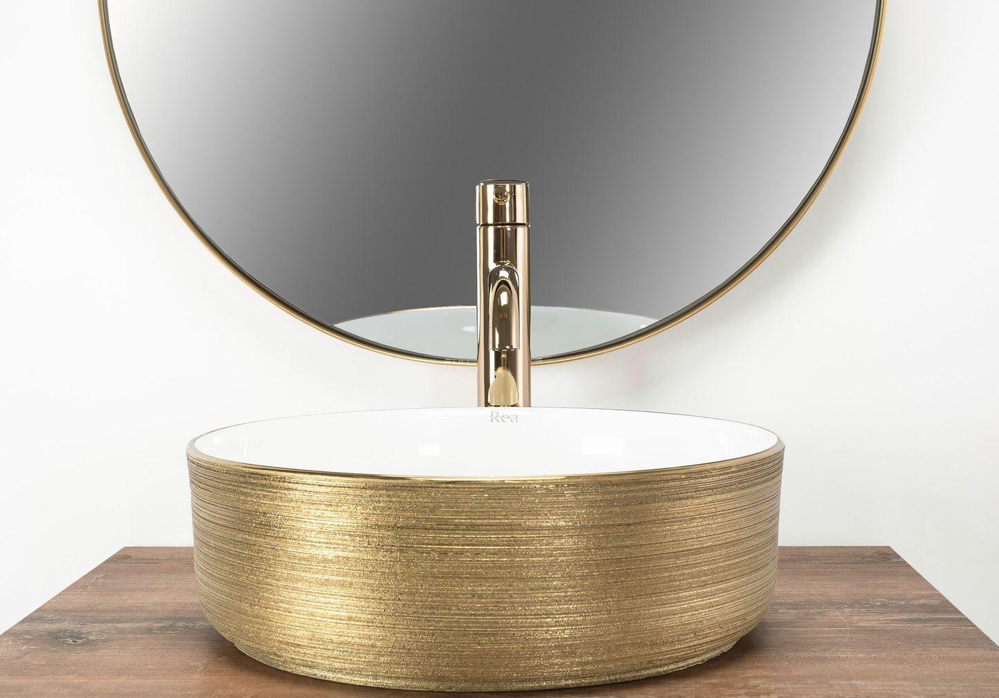 Lavoar pentru blat Rea Sami White Brush Gold 3