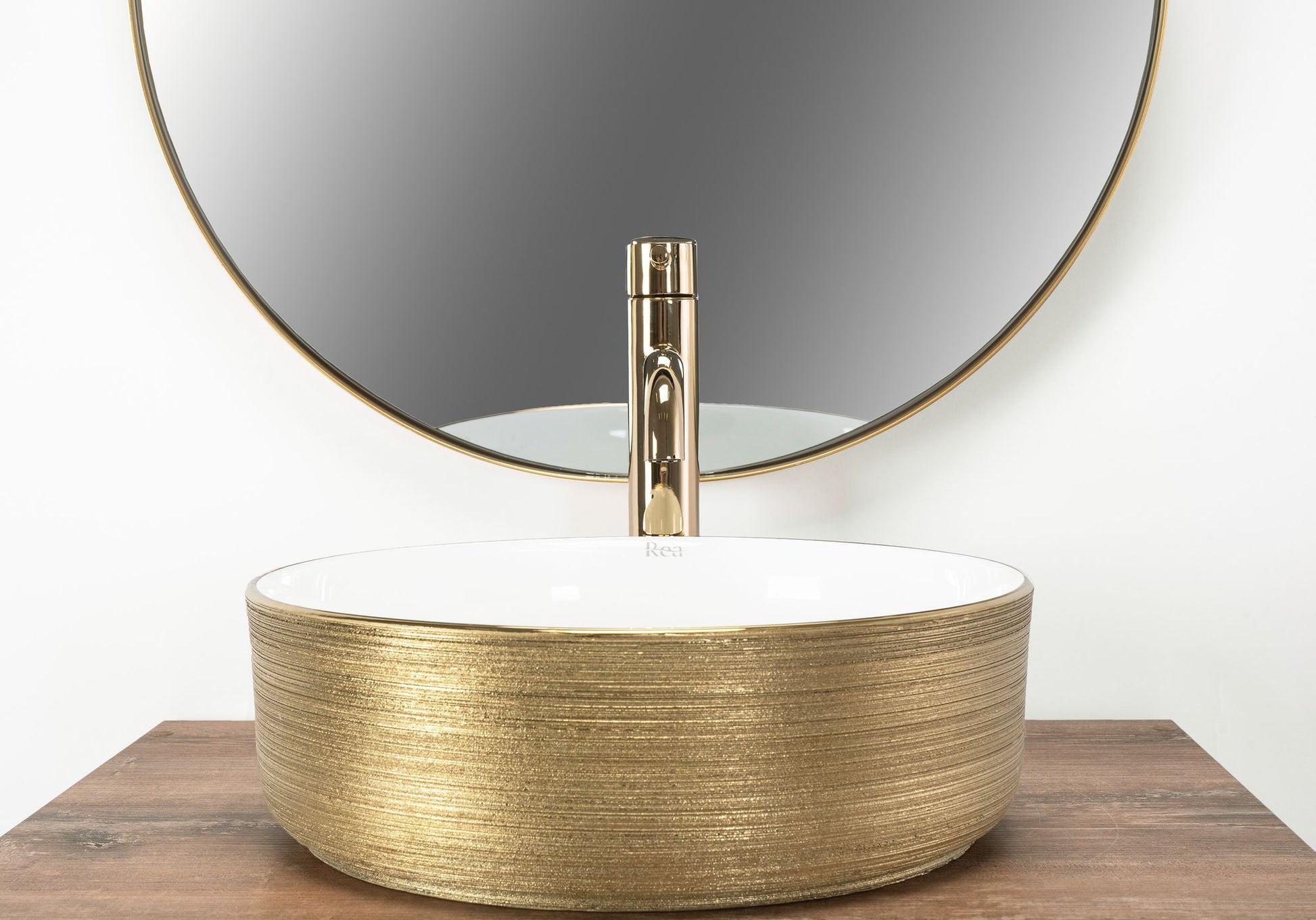 Lavoar pentru blat Rea Sami White Brush Gold 3