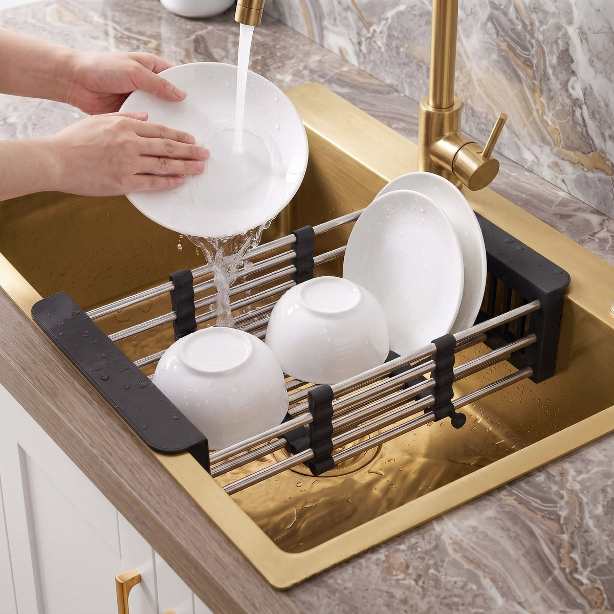 Chiuvetă Din Oțel Cu Set De Accesorii 3 Buc. REA Liam Brush Gold 5