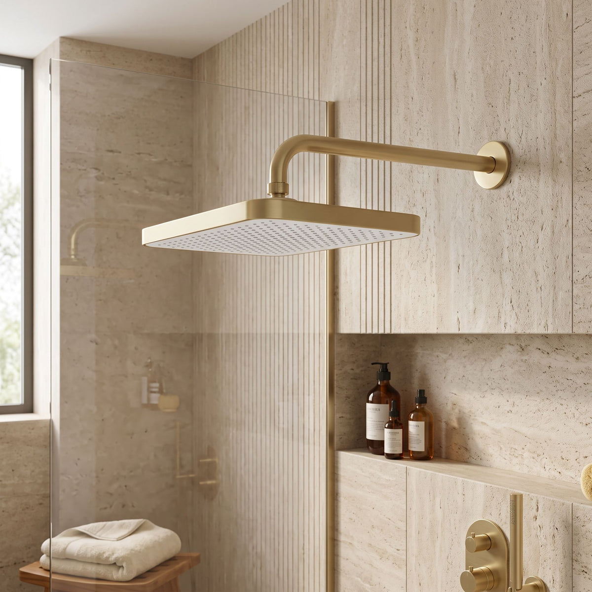 Pălărie De Duș Dreptunghiulară REA JS-032 Brushed Gold 2