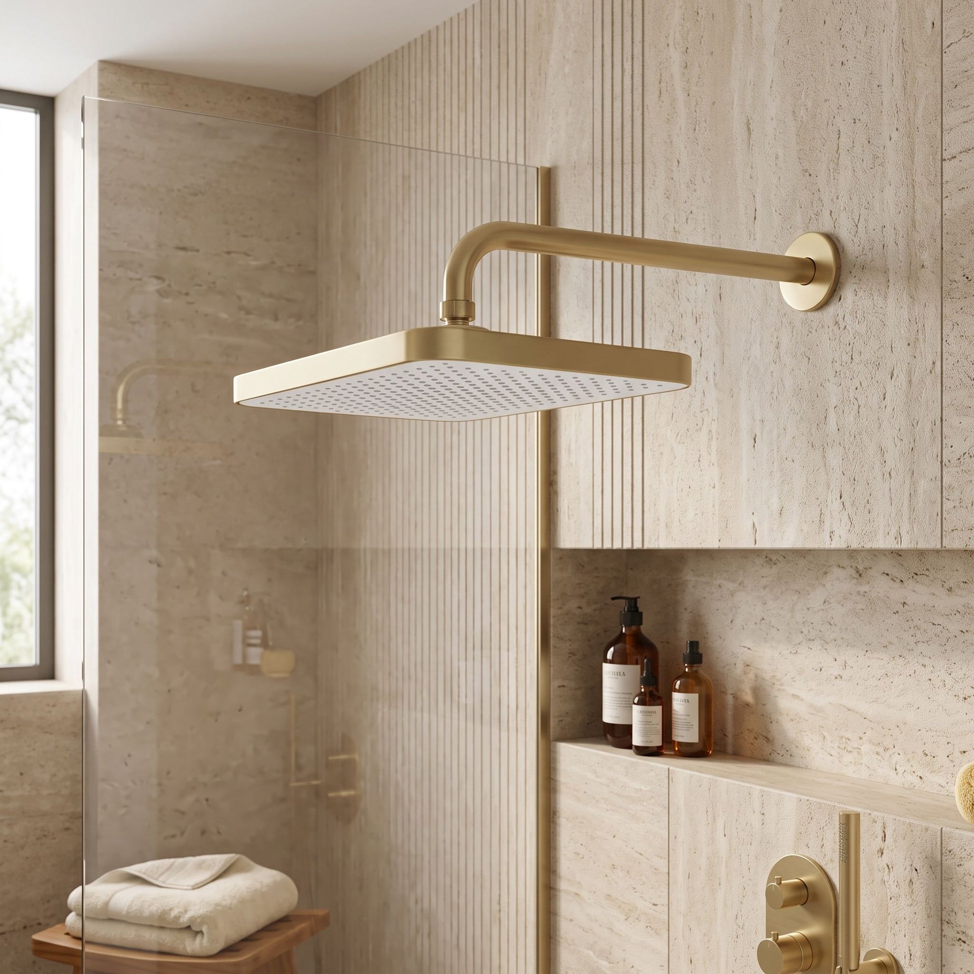 Pălărie De Duș Dreptunghiulară REA JS-032 Brushed Gold 2
