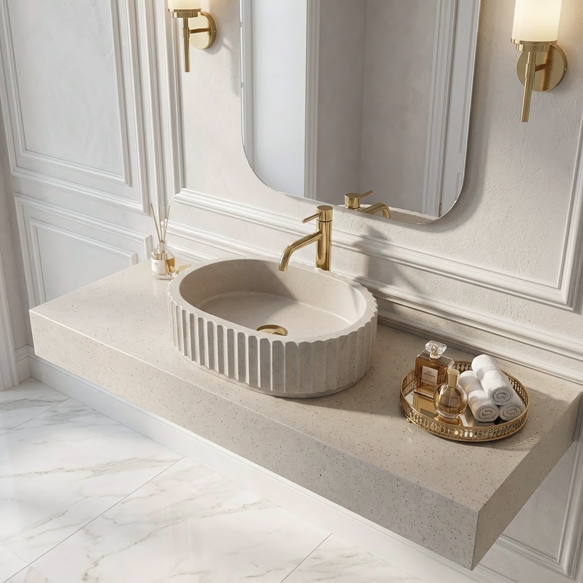 Lavoar pe blat Margaret Beige  5