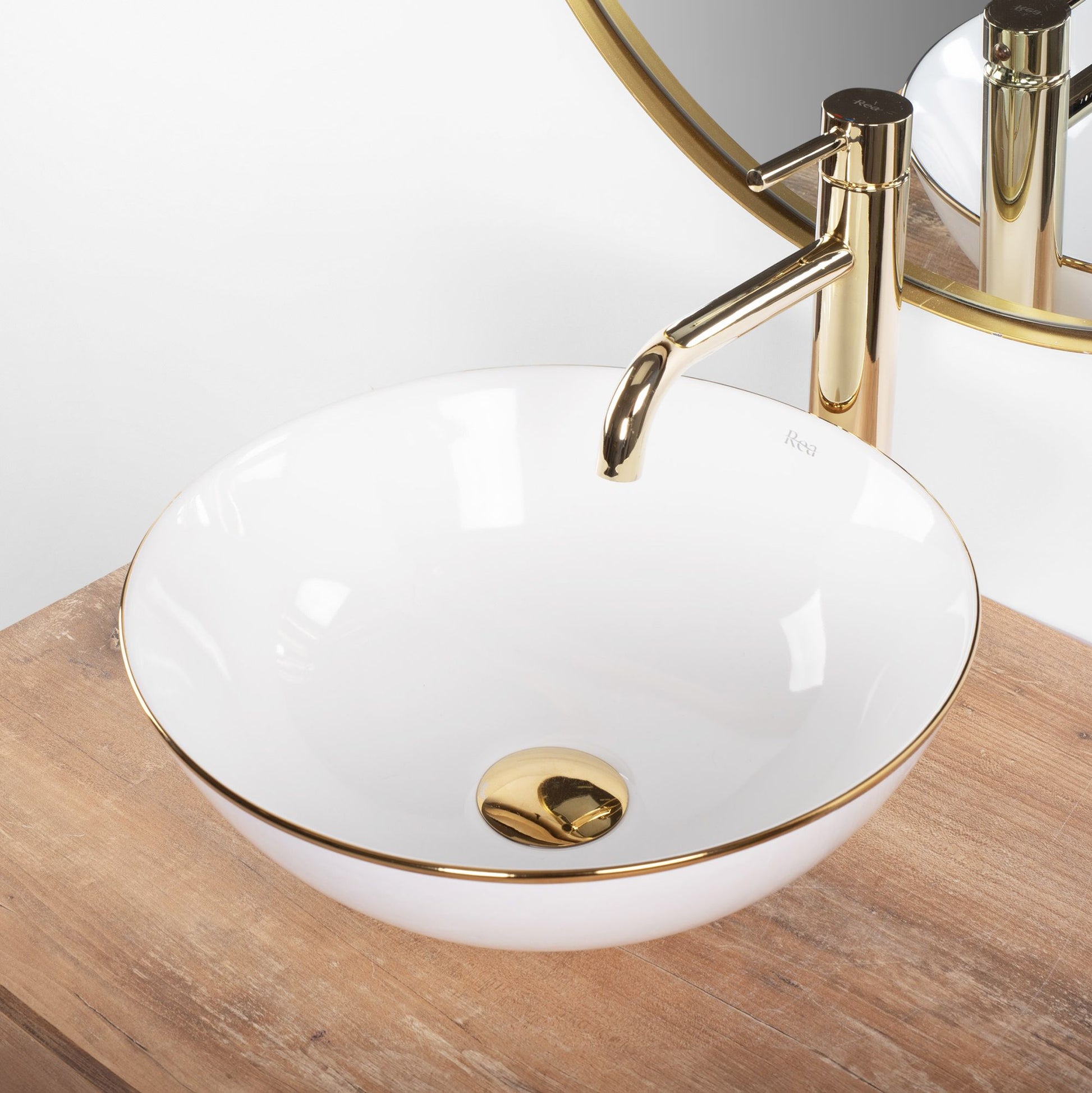Lavoar pentru blat Rea Stella White gold edge 3