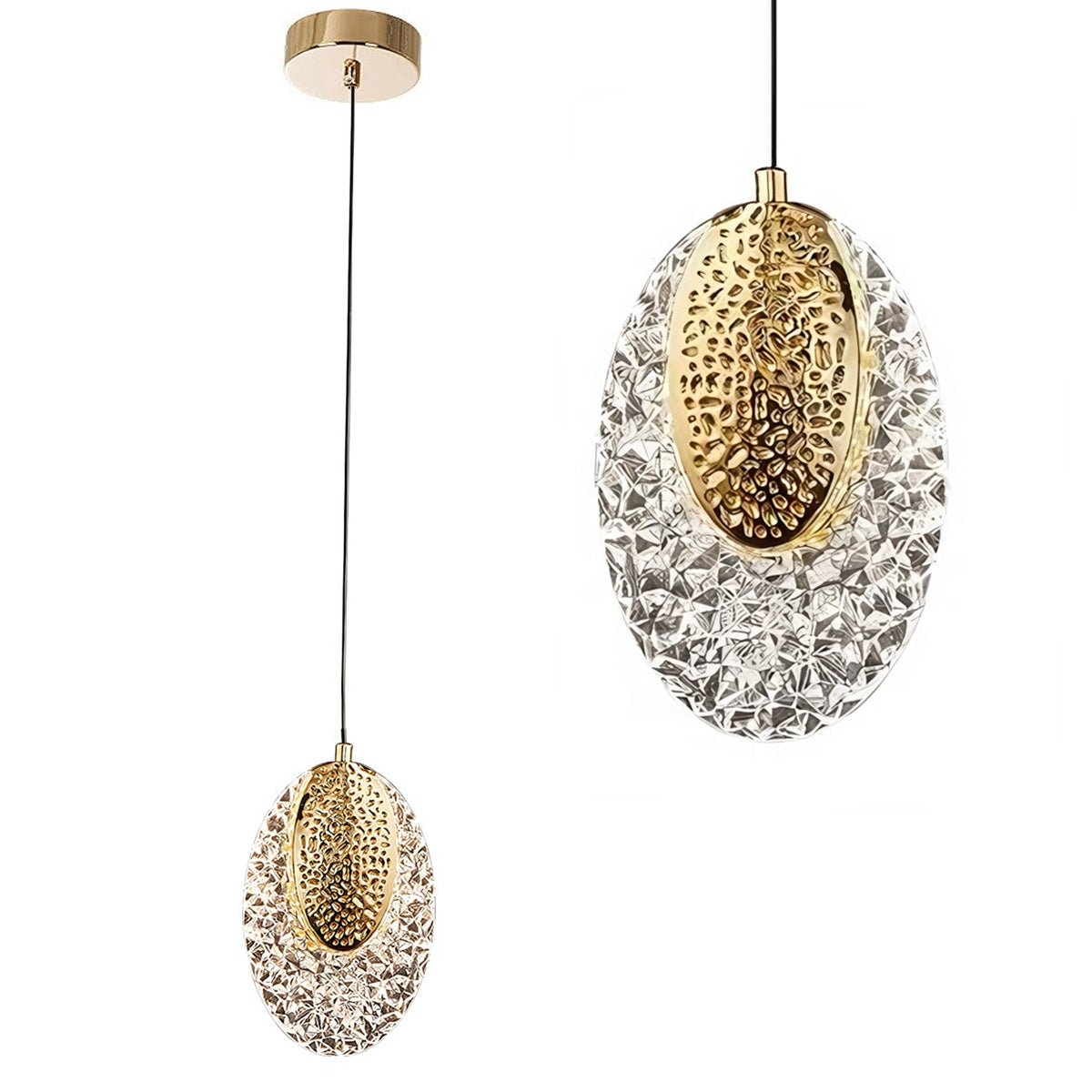 Lustră Cu Cristale Suspendată Led G088-1cp Złota  1