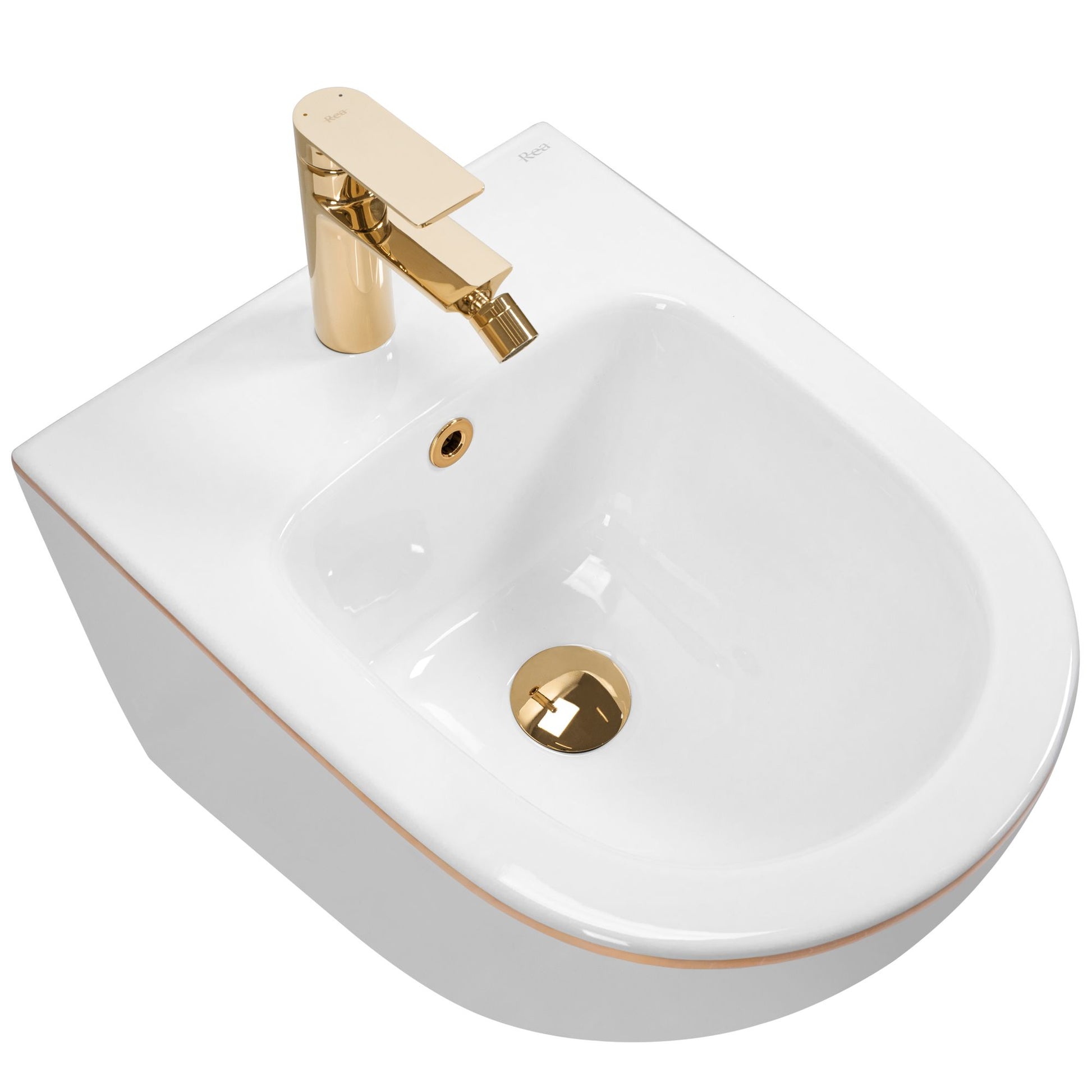 Set vas WC CARLO Mini Flat + bidet CARLO Mini White Gold Edge 5
