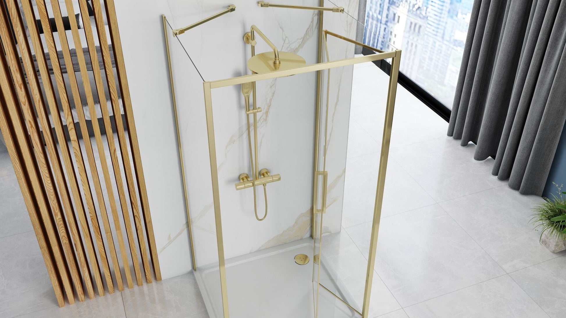 Cabina de dus de perete REA Rapid Fold Gold Usa:80 x Perete:90 2