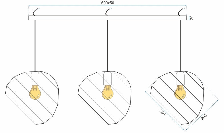 Lampă De Plafon Triplă Suspendată APP383-3CPR  6