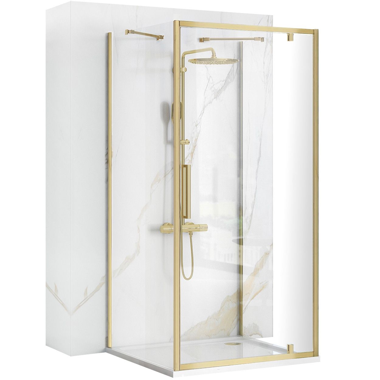 Cabina de dus De colt Rapid Swing Brush Gold Usa:90 x Perete:90 1