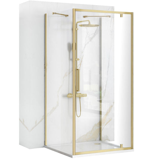 Cabina de dus De colt Rapid Swing Brush Gold Usa:90 x Perete:90 1