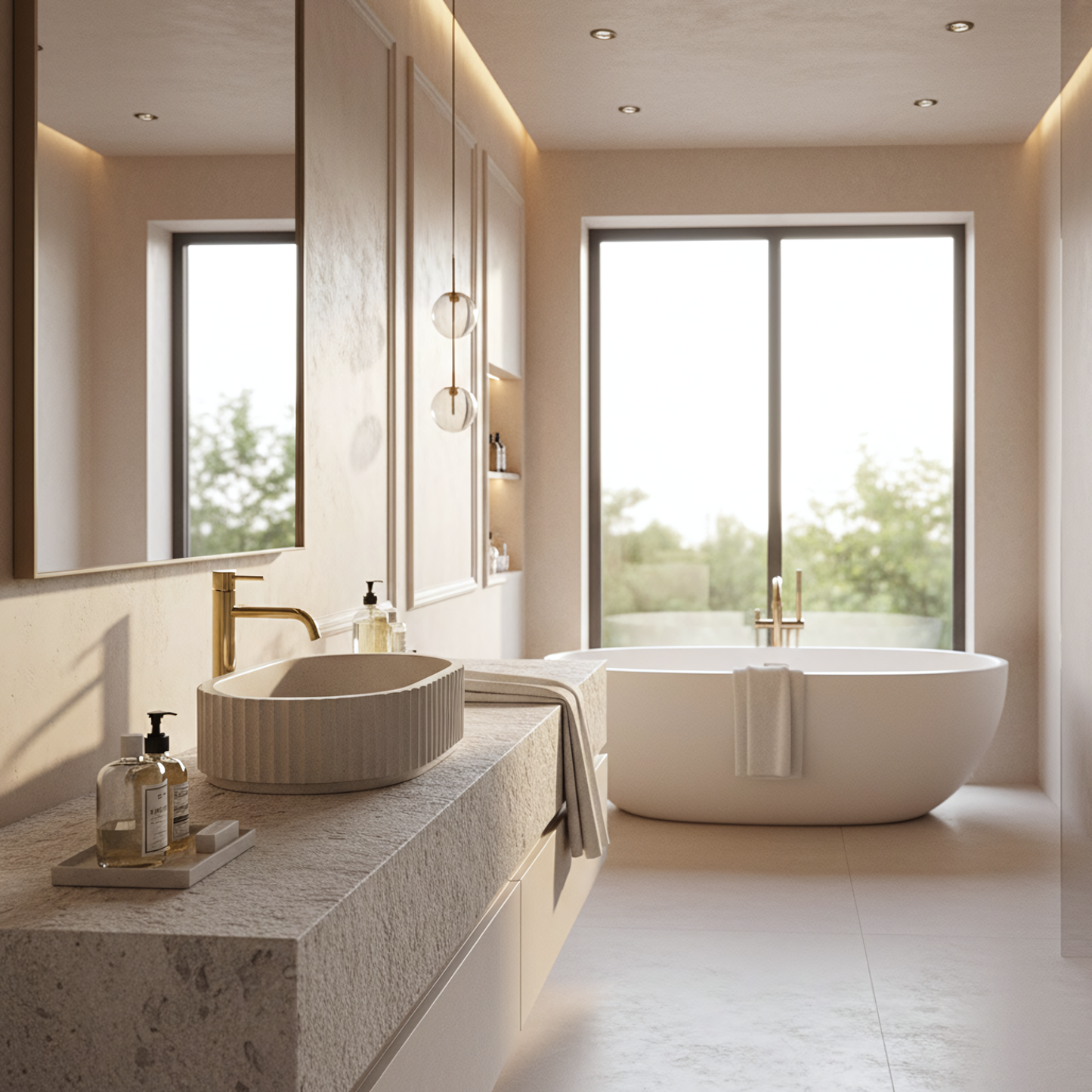 Lavoar pe blat Margaret Beige  8