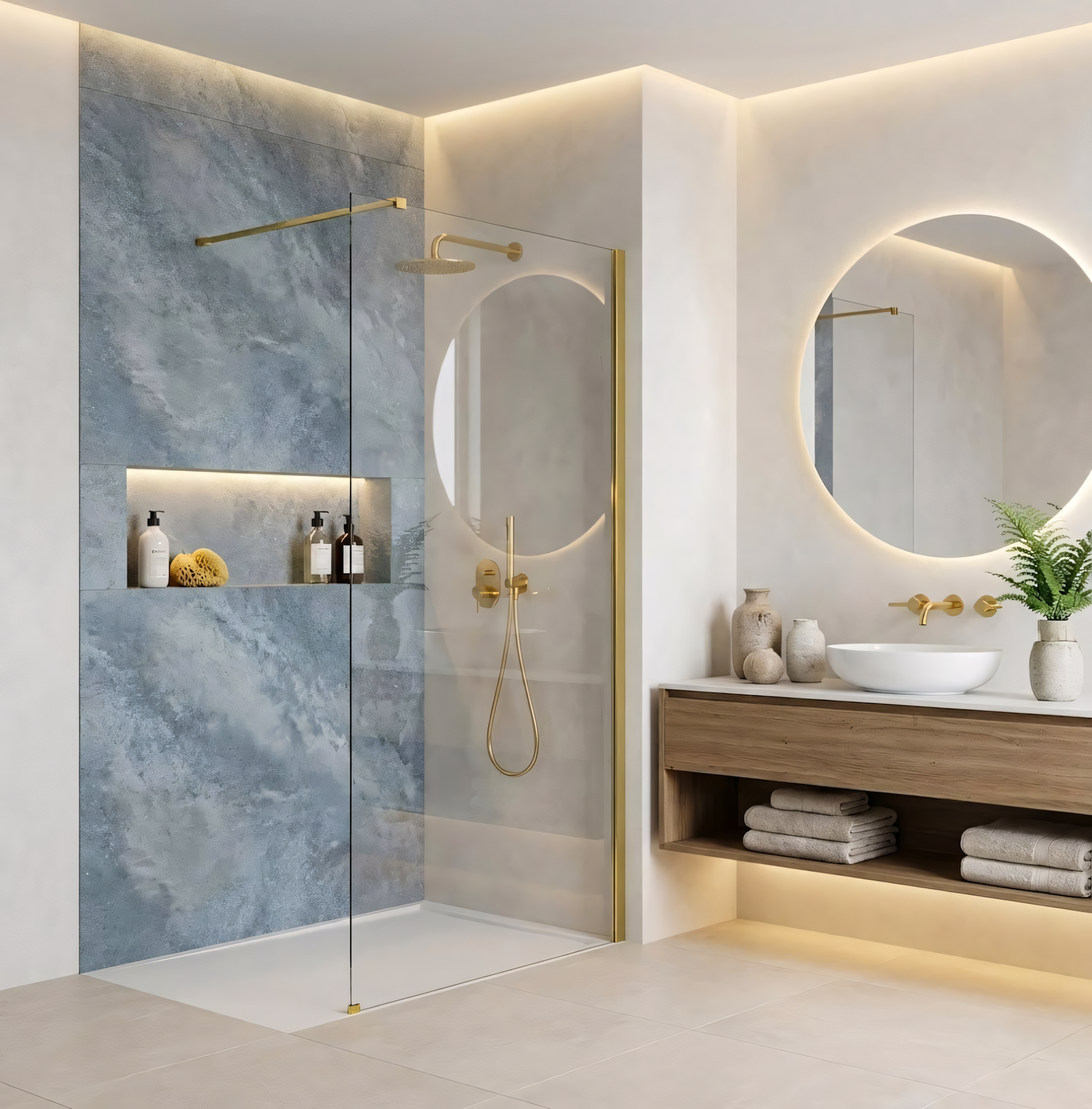Paravan de dus Rea Flexi Transparent / Gold 70  3