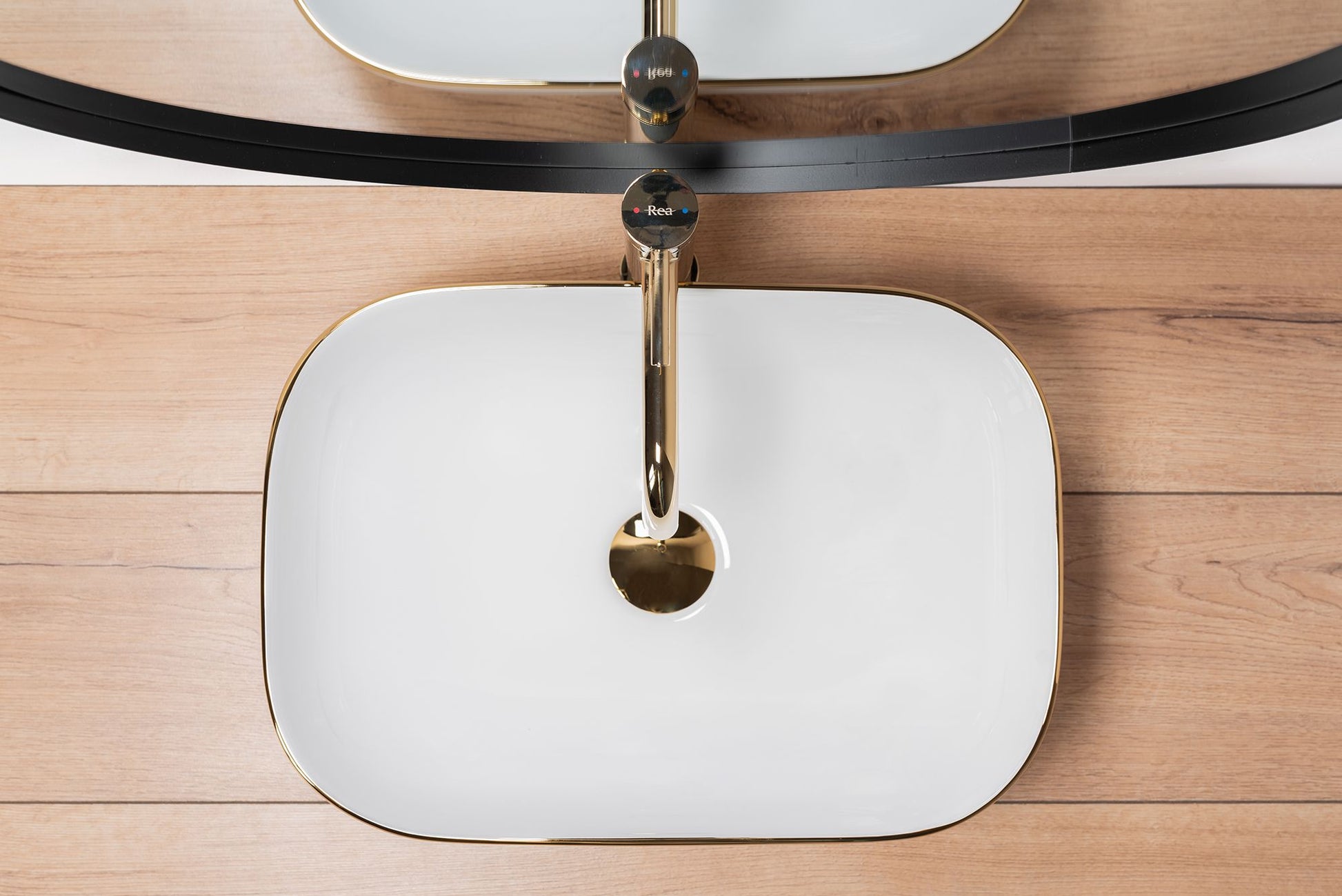Lavoar pentru blat Rea Belinda Auriu Gold Edge 5